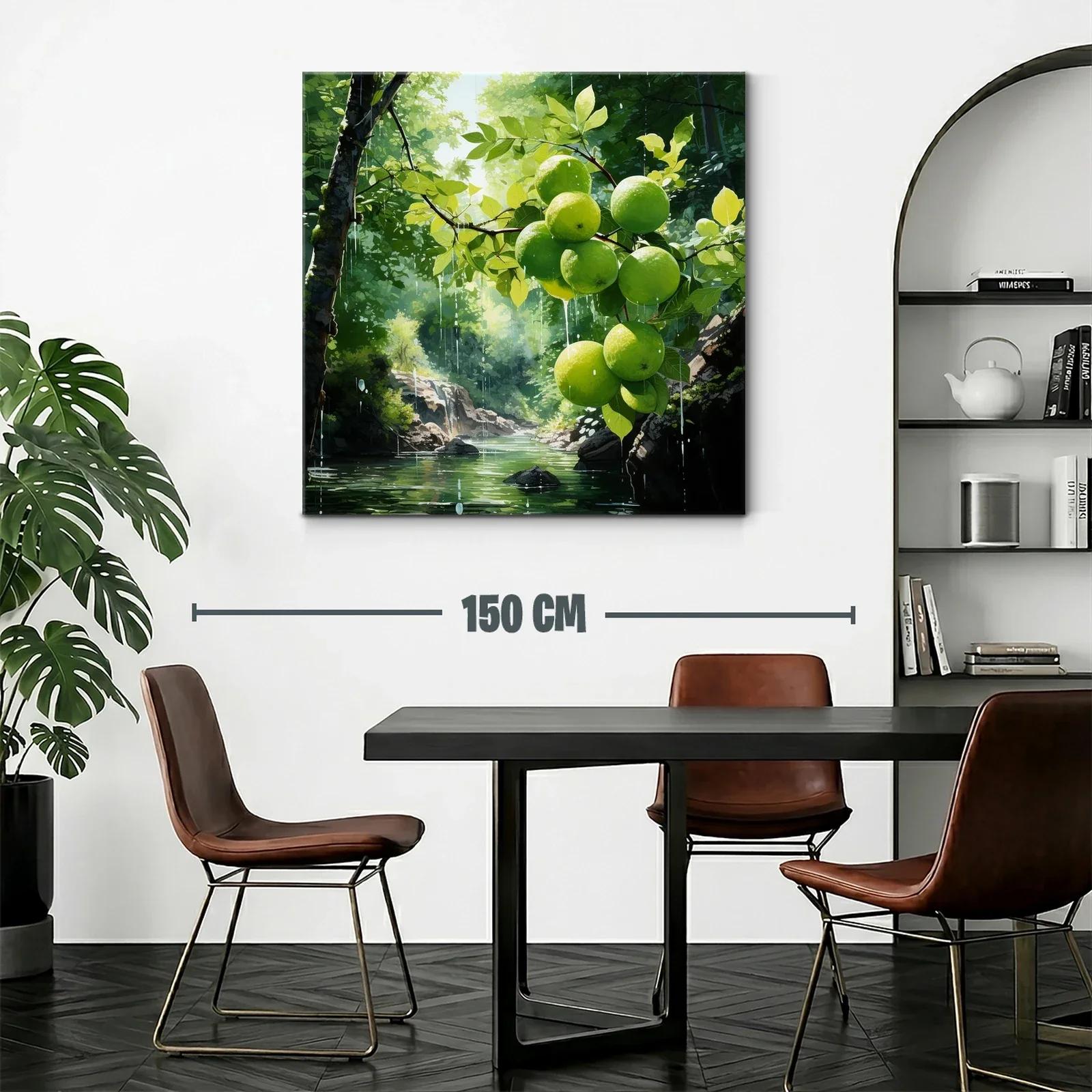 Cuadro naturaleza con manzanas verdes en paisaje luminoso — miniatura 2