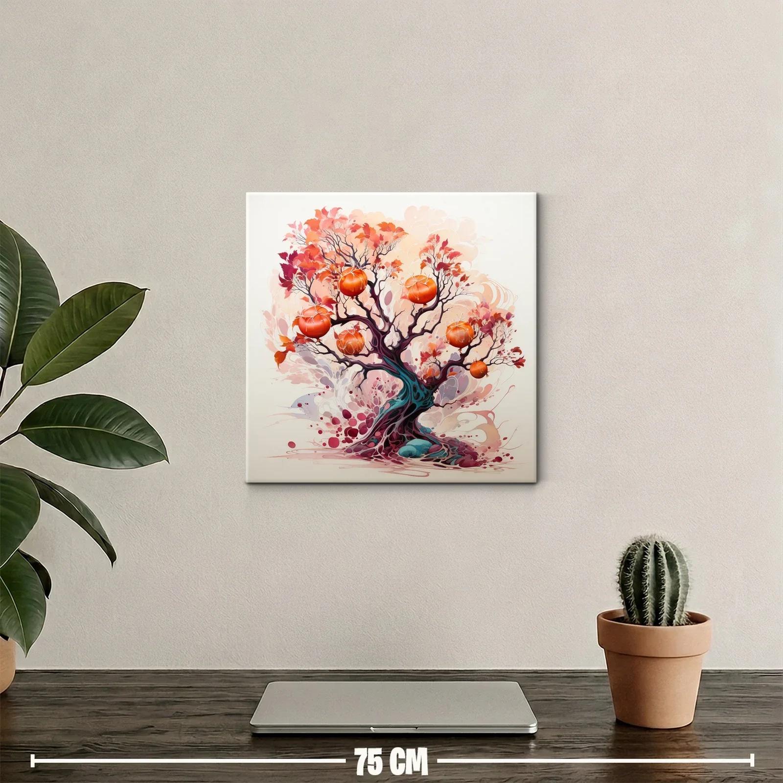 Árbol de frutos vibrantes en tonos cálidos y púrpuras — miniatura 2