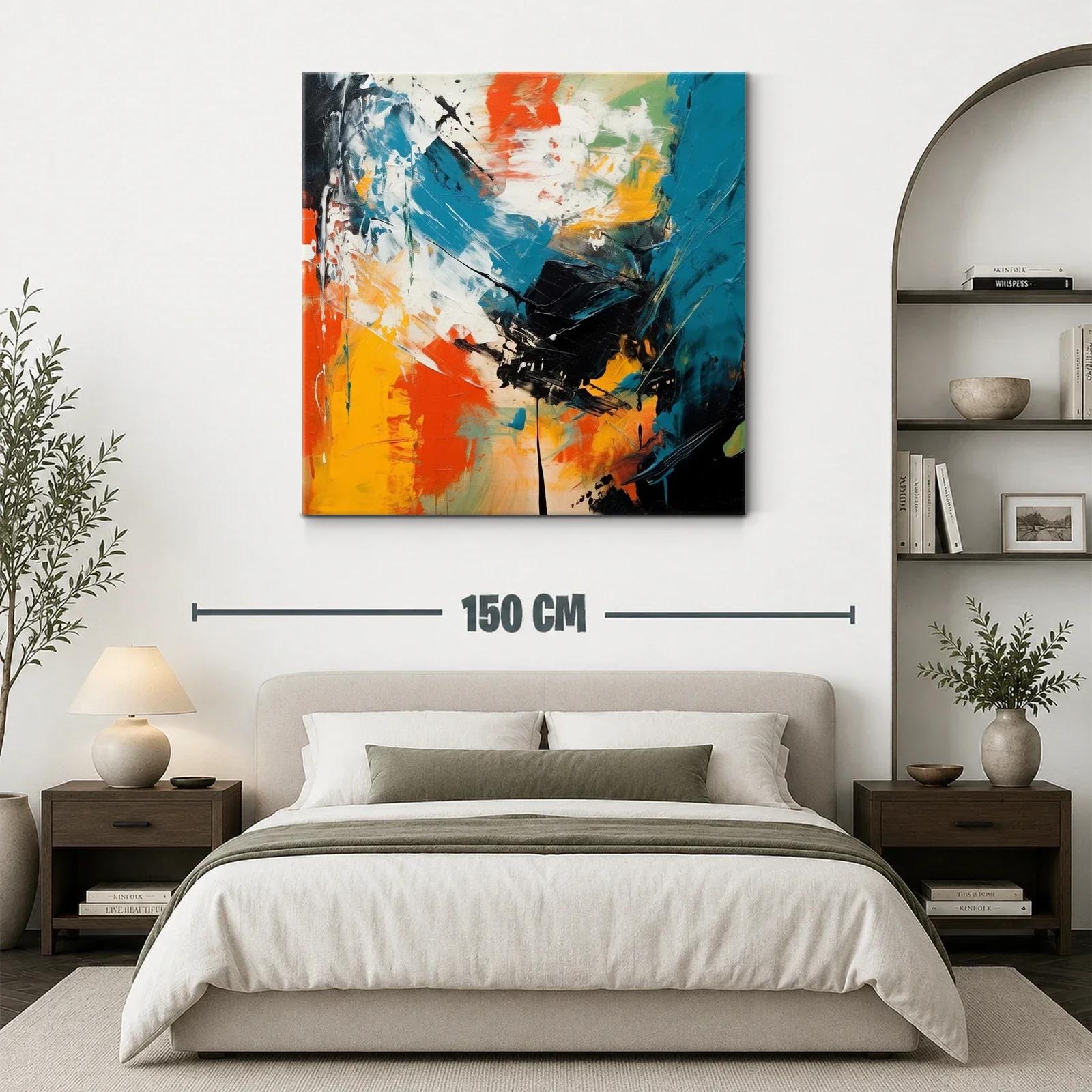 Cuadro abstracto con vibrantes tonos cálidos y fríos — miniatura 3