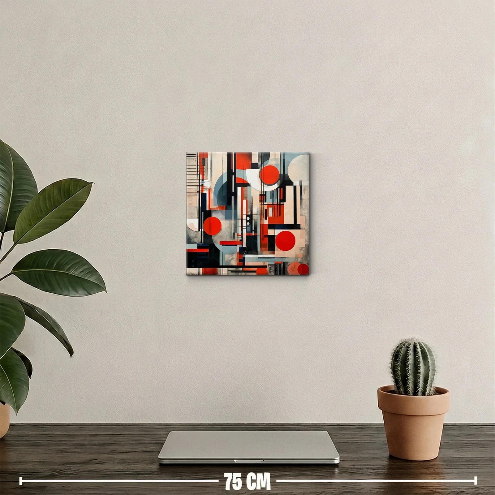 Cuadro abstracto con formas geométricas y colores cálidos — miniatura 2