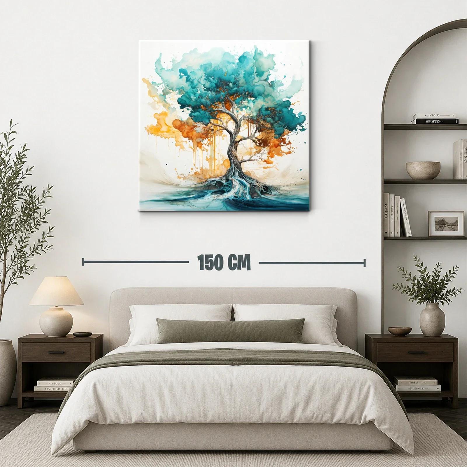 Árbol vibrante con raíces etéreas en tonos azules y naranjas — miniatura 3