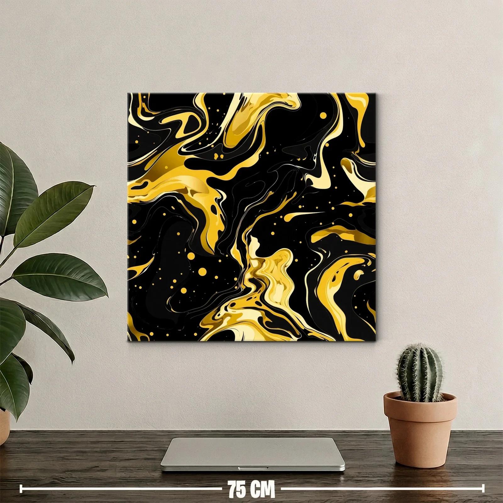 Abstracto dinámico en tonos dorados y negro brillante — miniatura 2