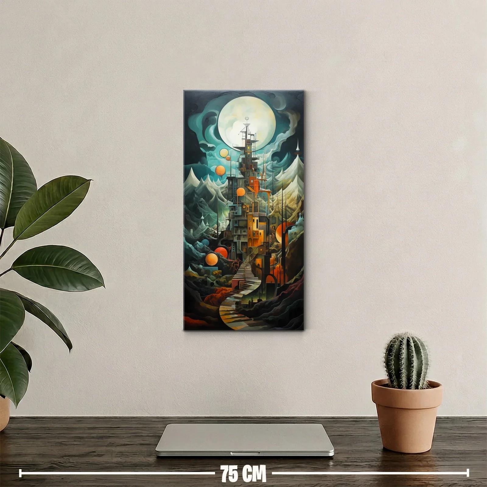 Cuadro torre fantástica bajo una luna enorme — miniatura 2