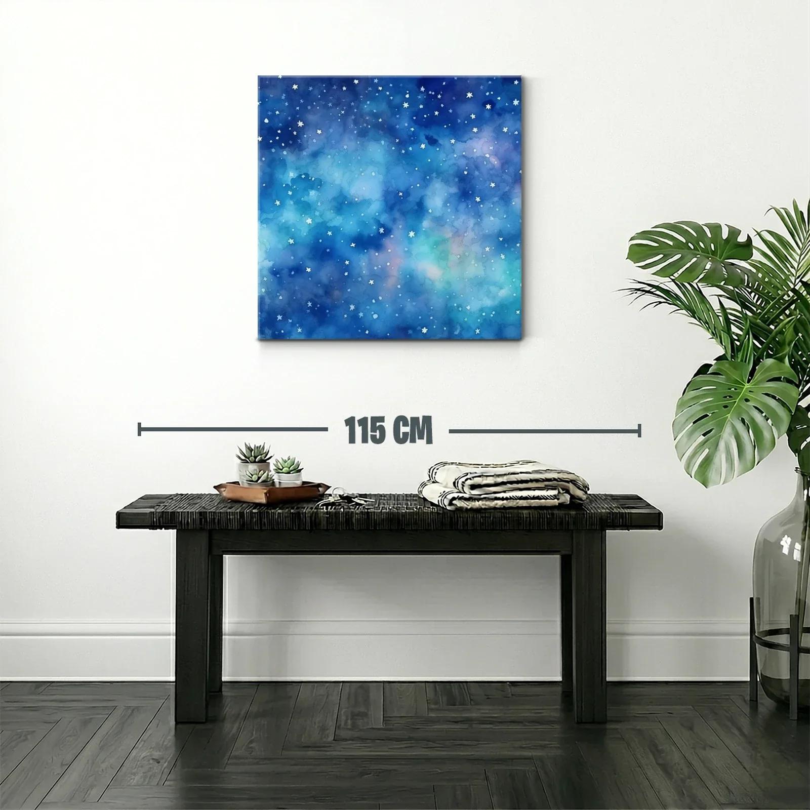 Cuadro abstracto con cielo estrellado y tonos azules — miniatura 2