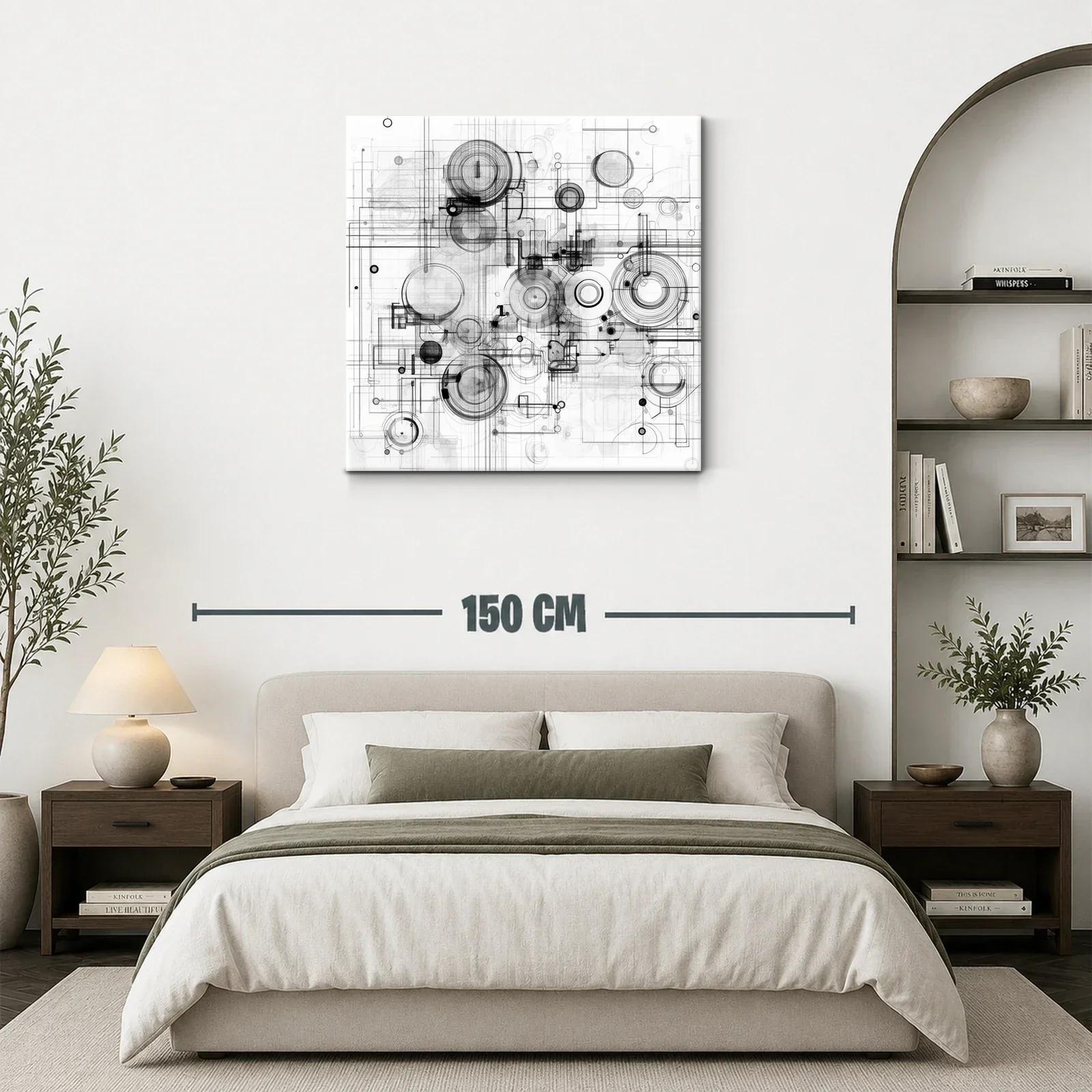 Composición abstracta en grises con formas circulares y líneas precisas — miniatura 3