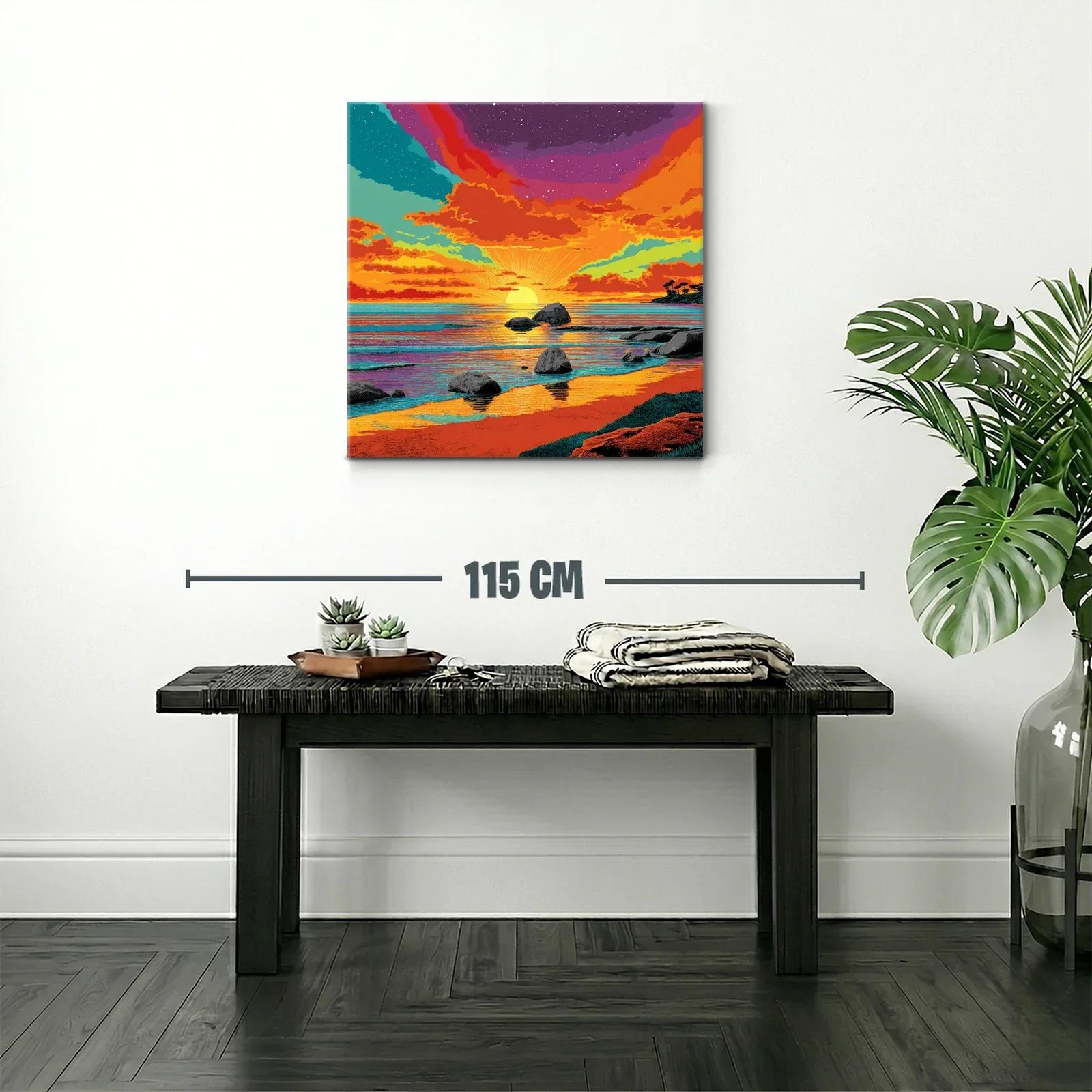 Atardecer vibrante sobre la costa con cielos estrellados — miniatura 2
