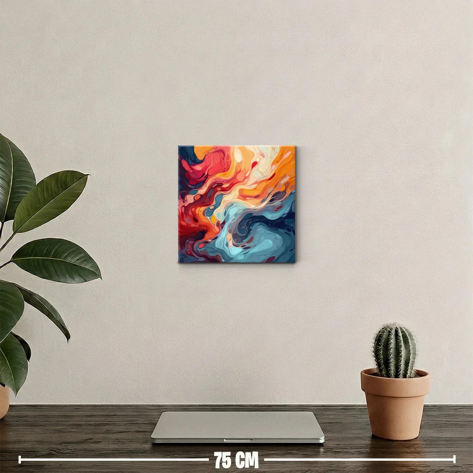 Cuadro abstracto en colores cálidos y fríos vibrantes — miniatura 2