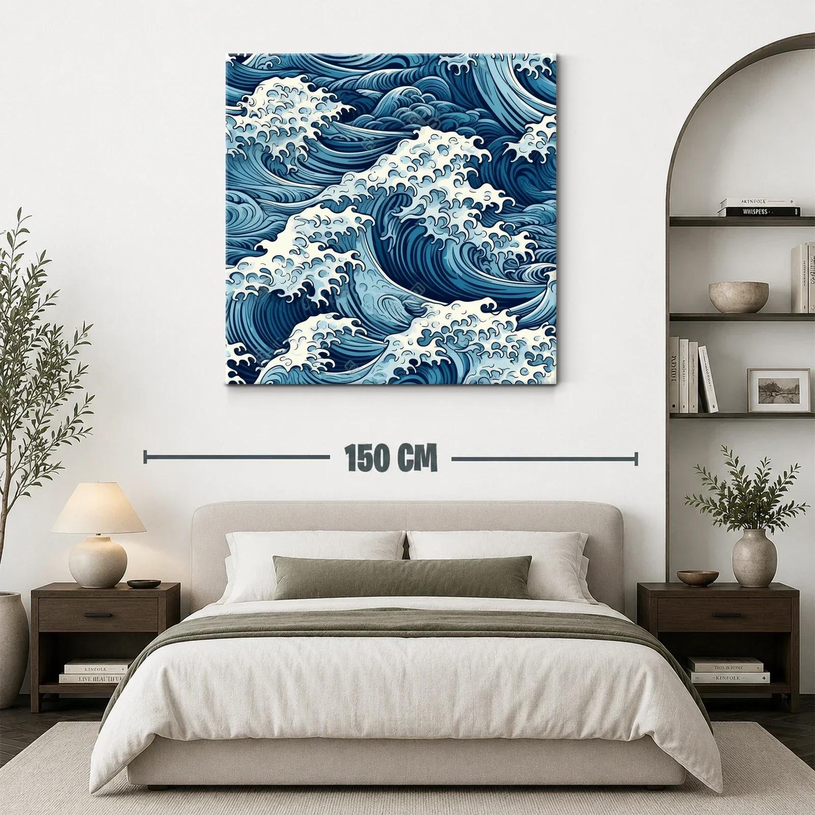 Cuadro con Motivo de Olas en Tonos Azules y Blancos — miniatura 3