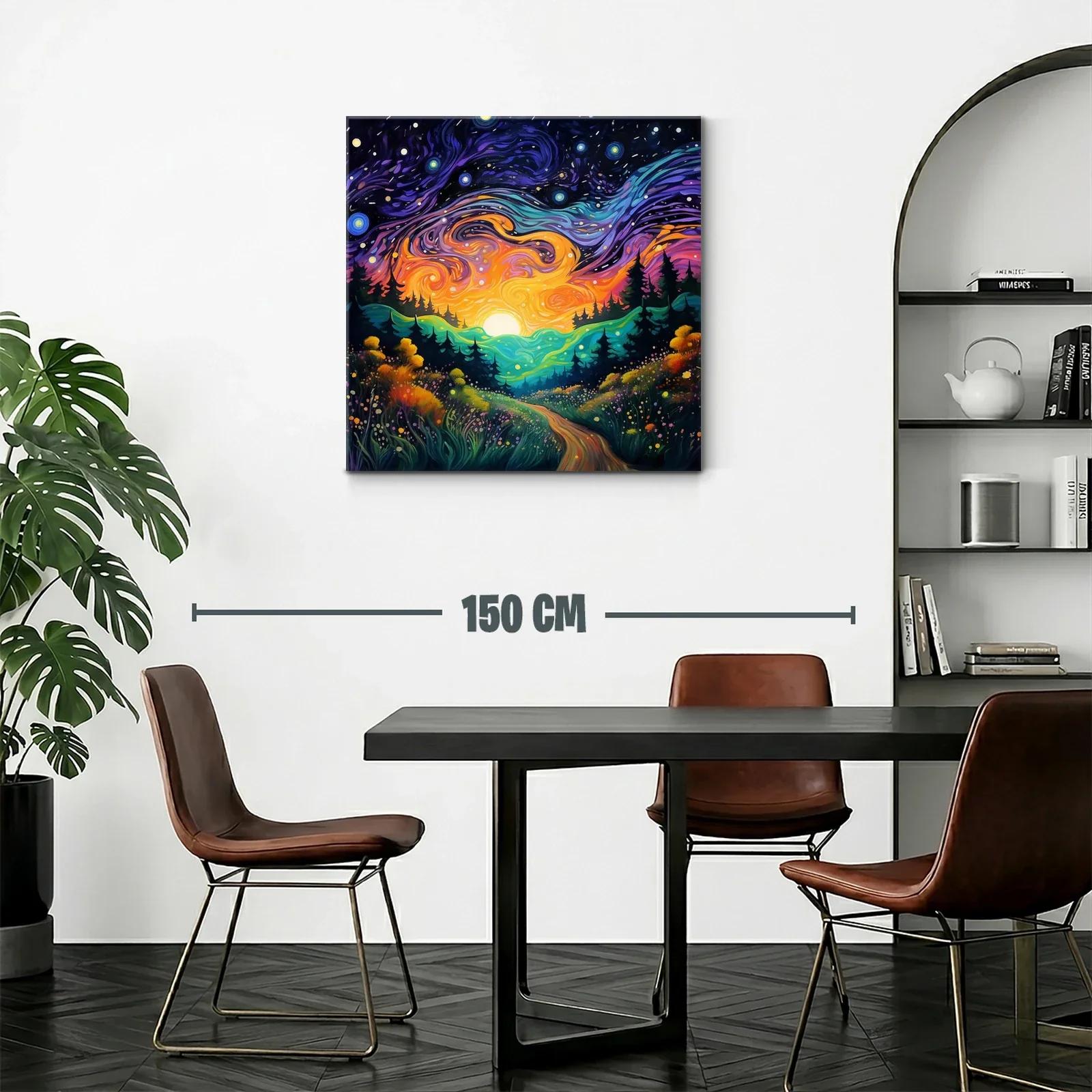 Paisaje nocturno vibrante con cielo estrellado y sendero — miniatura 2