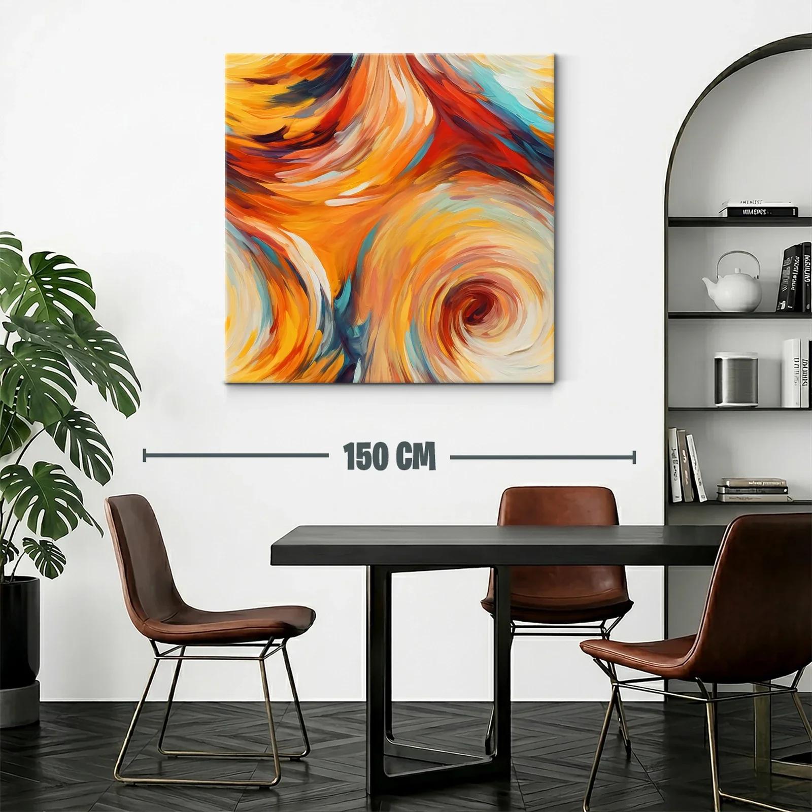 Cuadro Abstracto en Tonos Cálidos y Dinámicos — miniatura 2