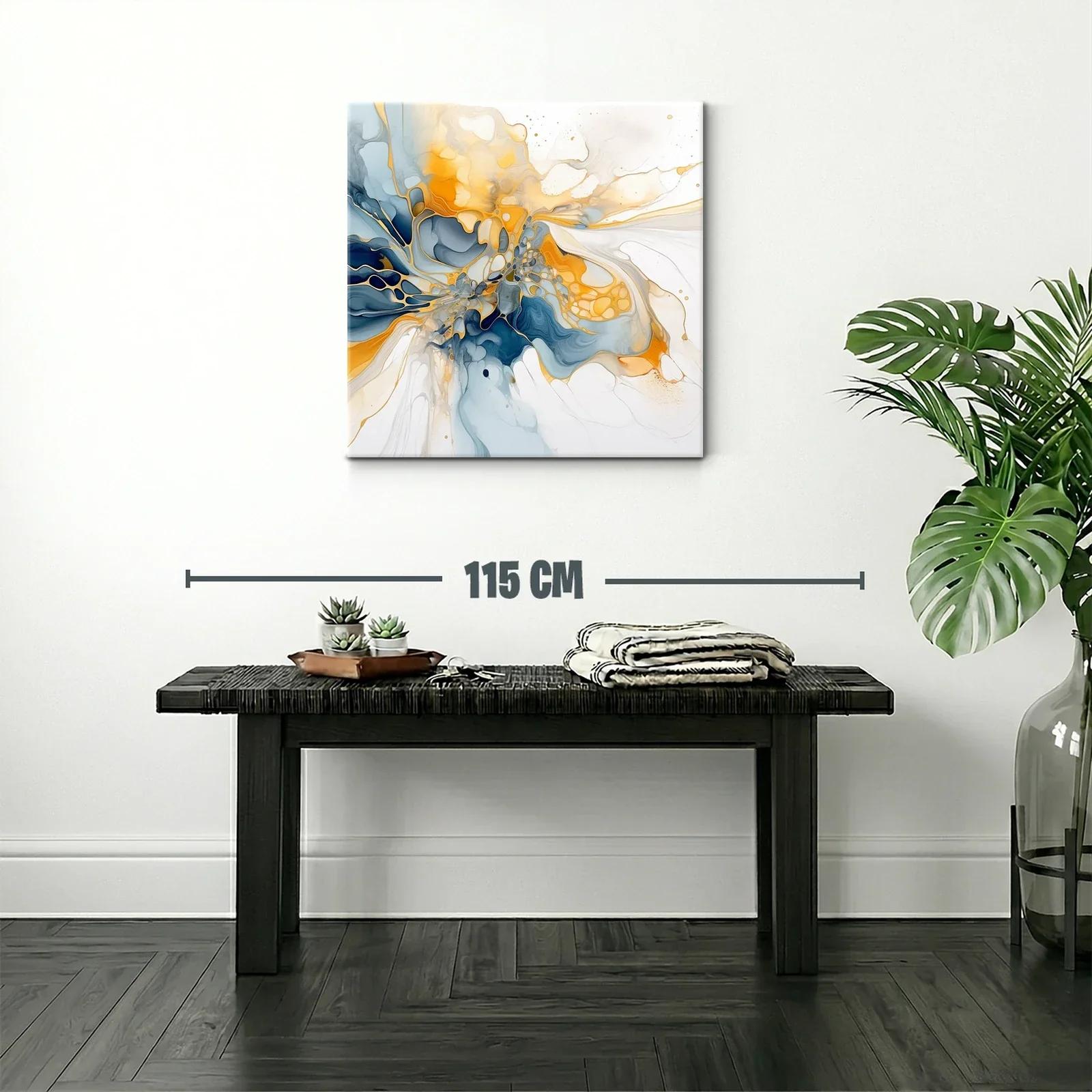 Composición abstracta con tonos dorados y azules intensos — miniatura 2