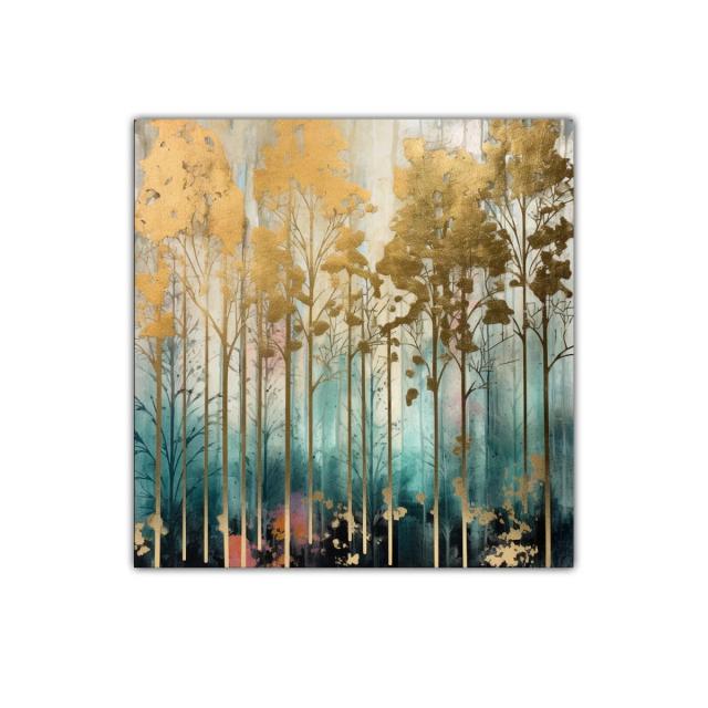 Bosque dorado entre tonalidades azul y rosa pastel