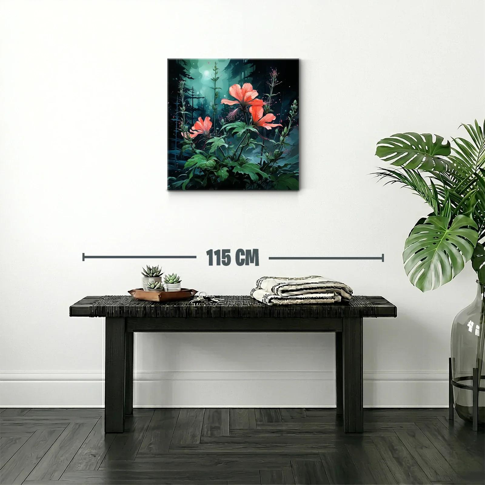 Exuberante jardín nocturno con flores iluminadas en tonos cálidos — miniatura 2
