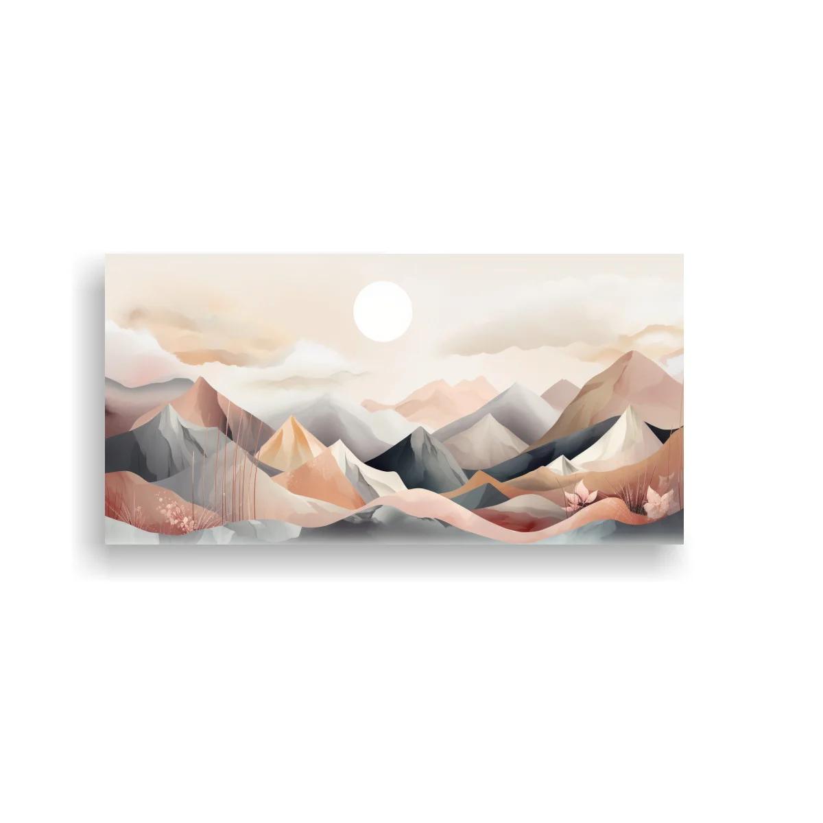 Cuadro cordillera de montañas con sol claro — imagen principal