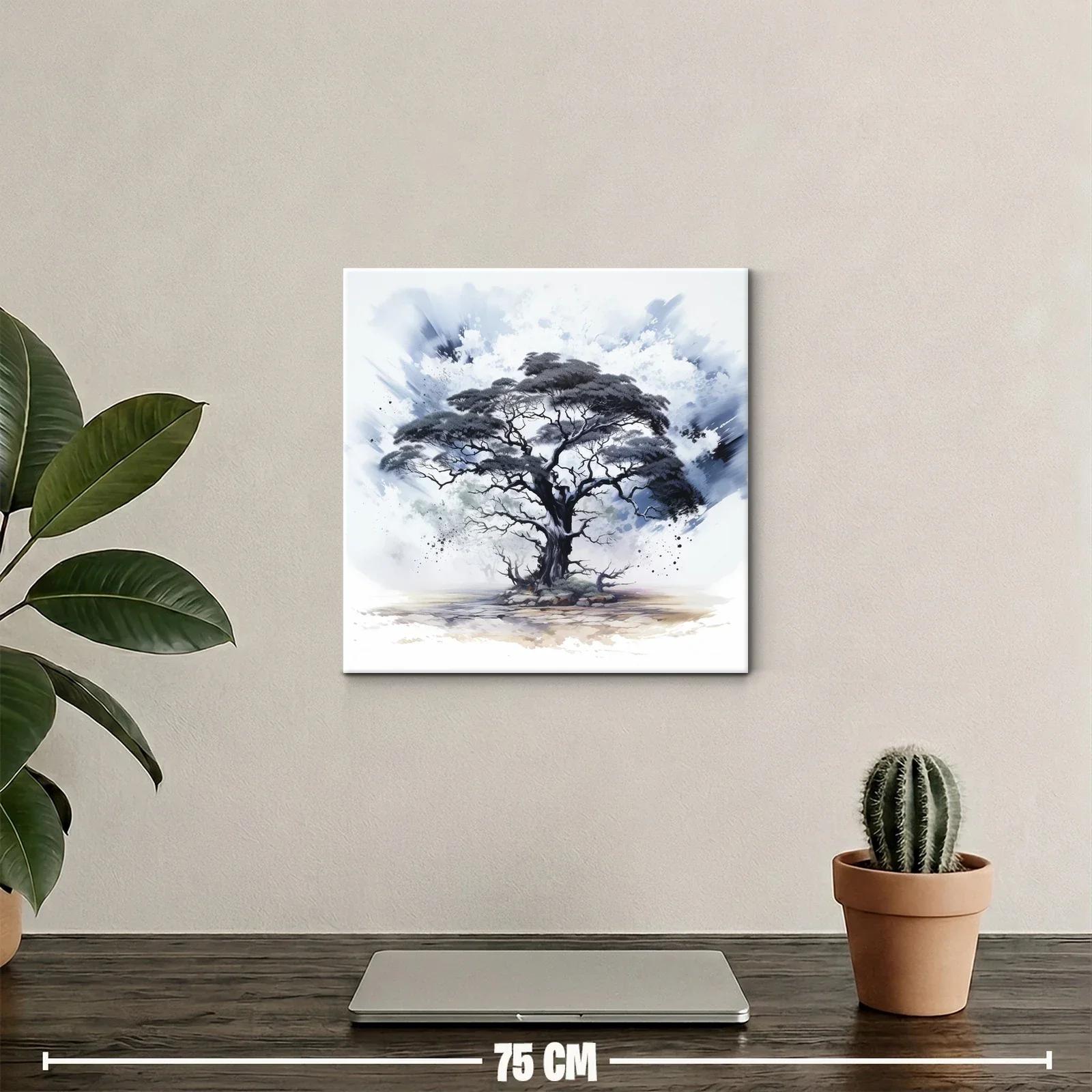 Árbol solitario con tonos grises y azulados en paisaje etéreo — miniatura 2