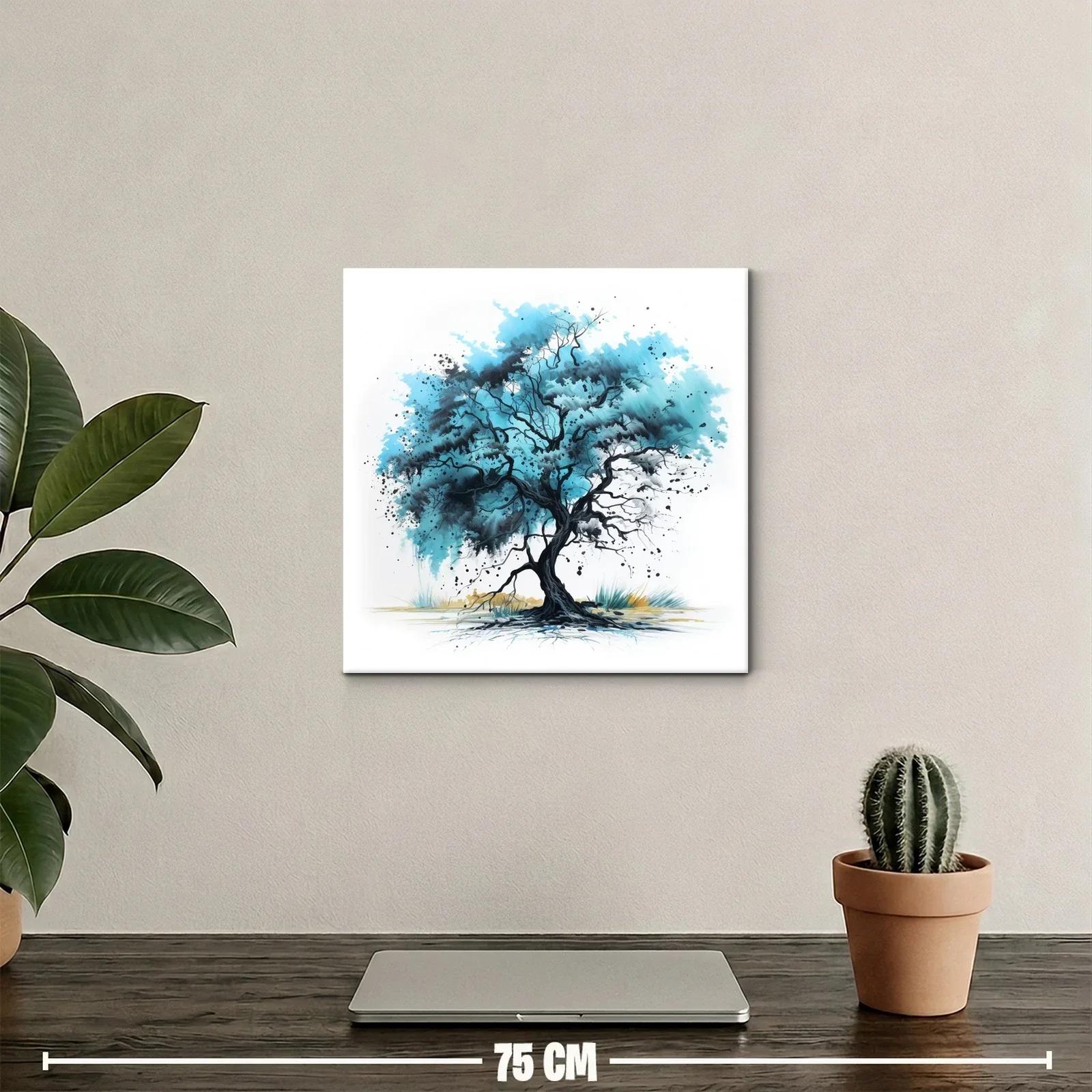 Árbol azul con ramas dinámicas y elegante contraste — miniatura 2