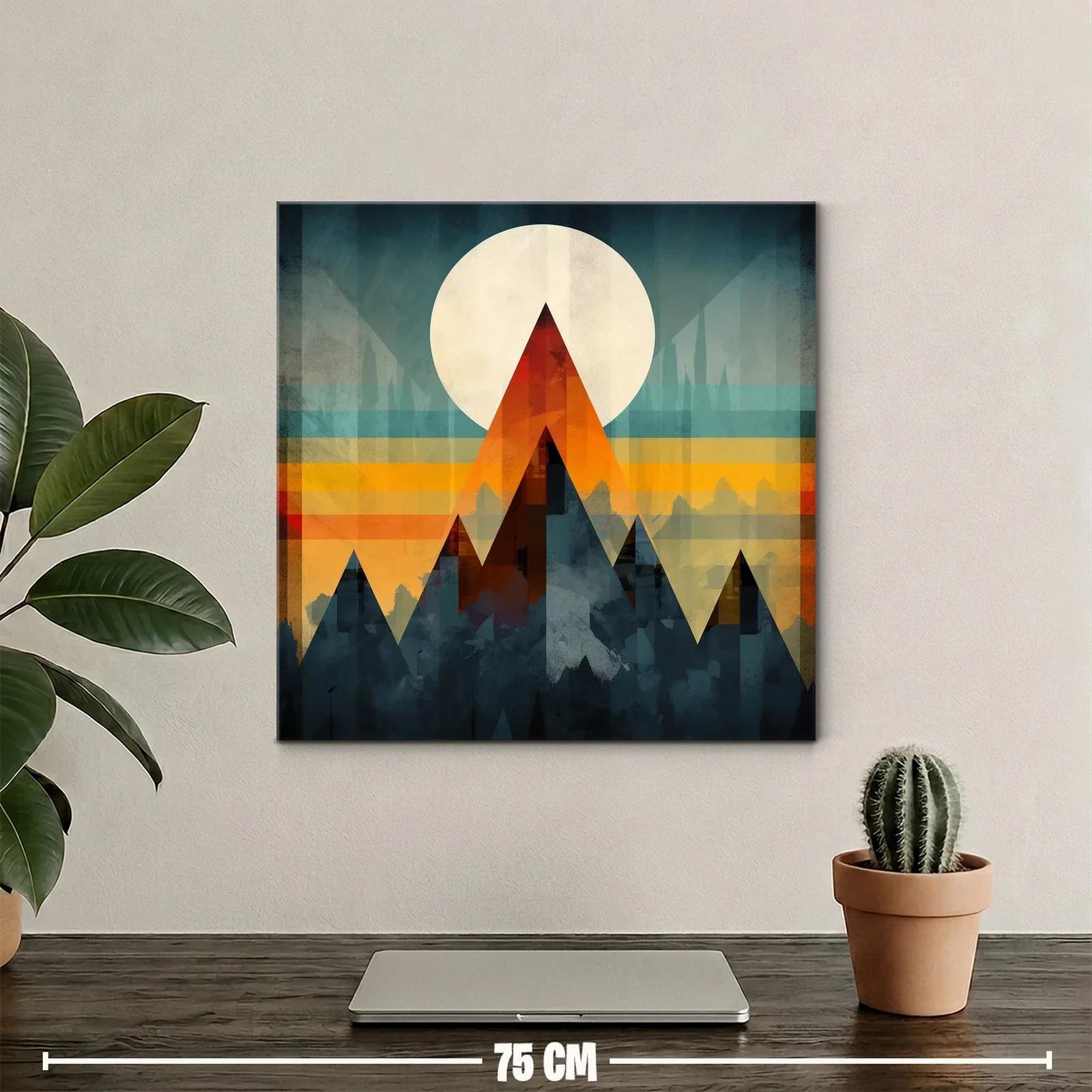 Montañas geométricas con sol radiante en tonos cálidos — miniatura 2