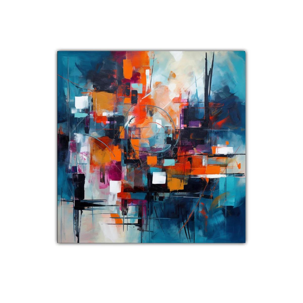 Cuadro Decorativo Abstracto en Vibrantes Tonos Cálidos y Fríos — imagen principal