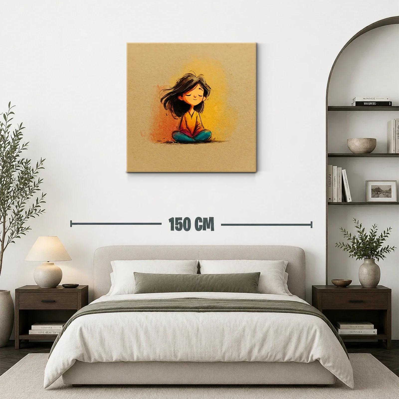 Ilustración de niña meditando con expresión serena — miniatura 3