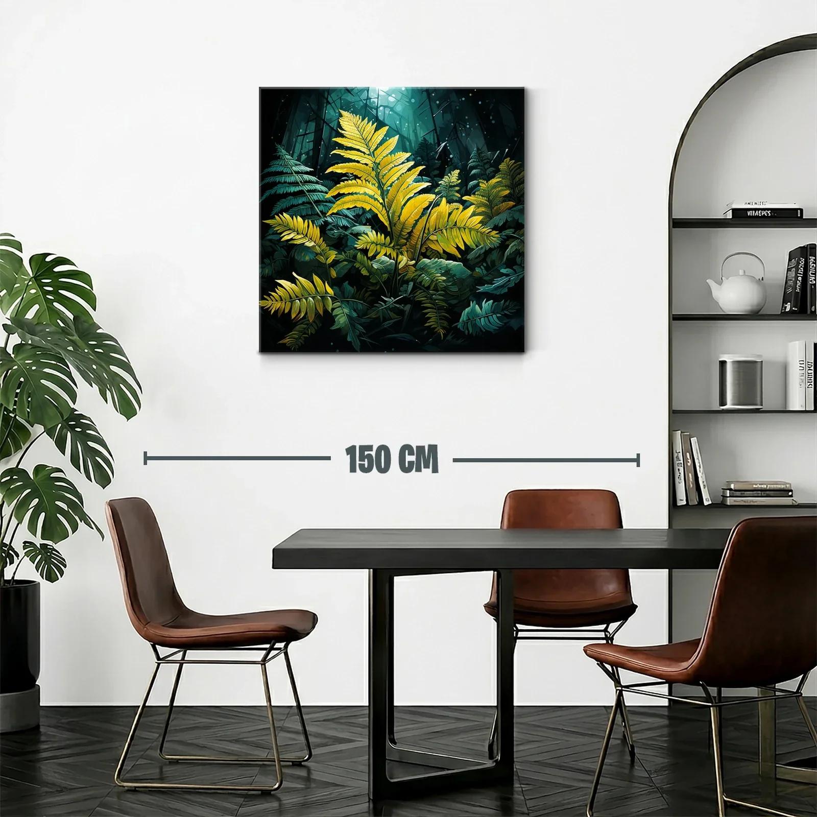 Hojas amarillas destacadas en selva oscura y luminosa — miniatura 2