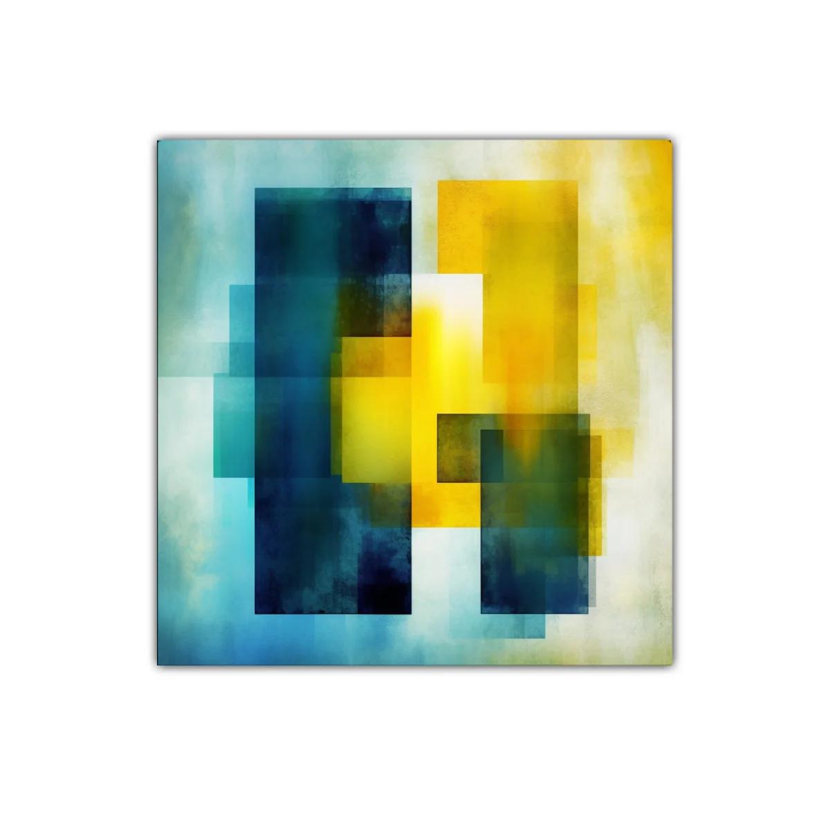 Composición abstracta con tonos azules y amarillos vibrantes — miniatura 1