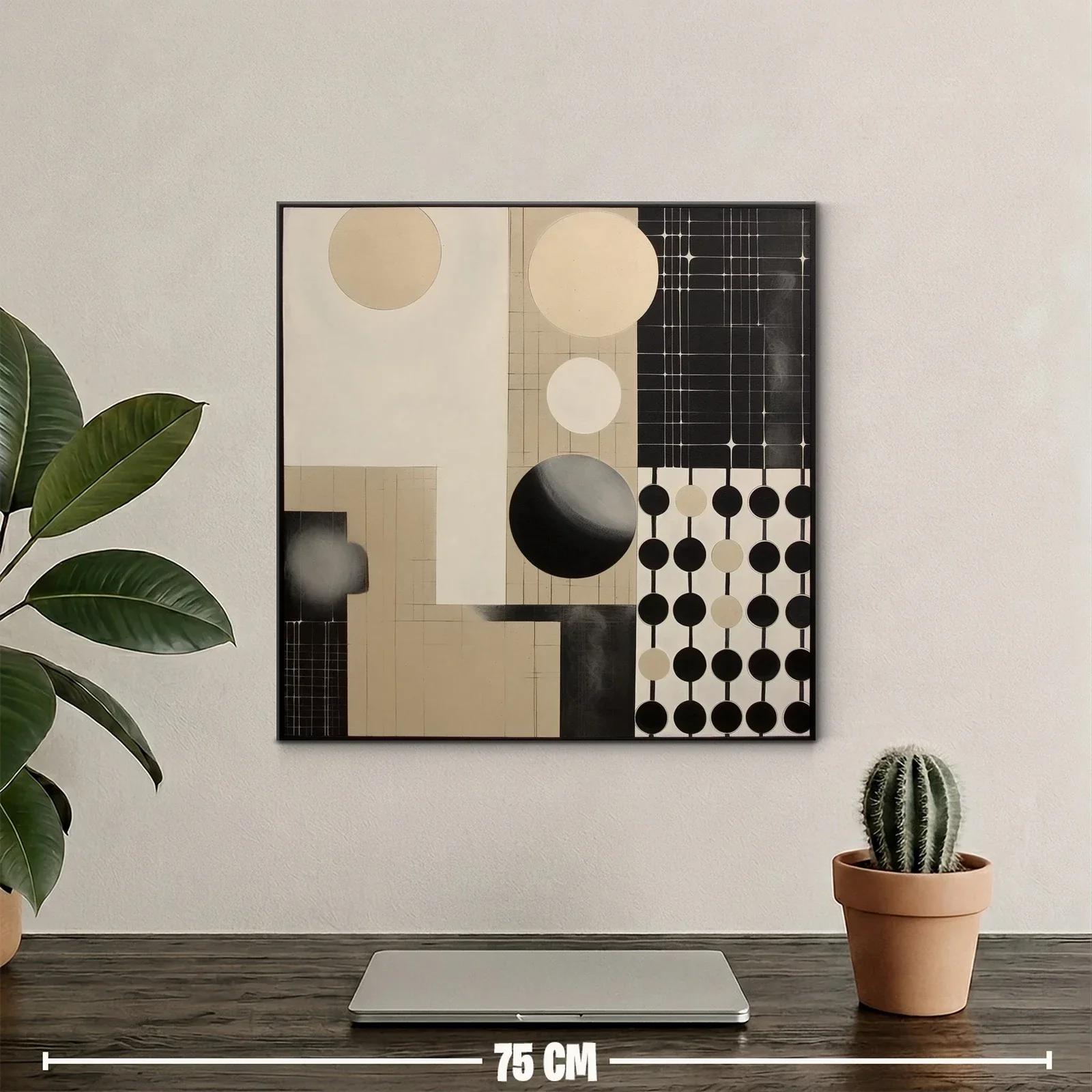 Composición abstracta con círculos y líneas en tonos neutros — miniatura 2