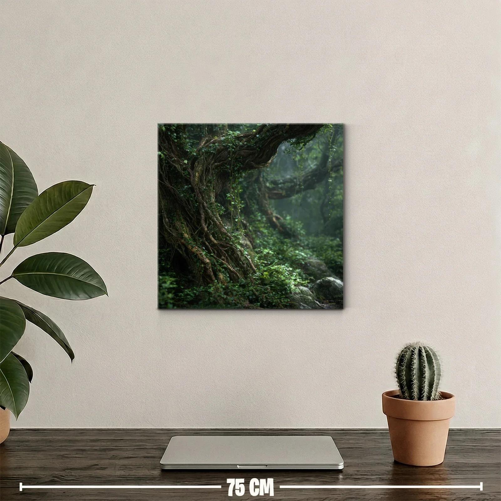 Bosque antiguo con raíces entrelazadas y follaje verde — miniatura 2