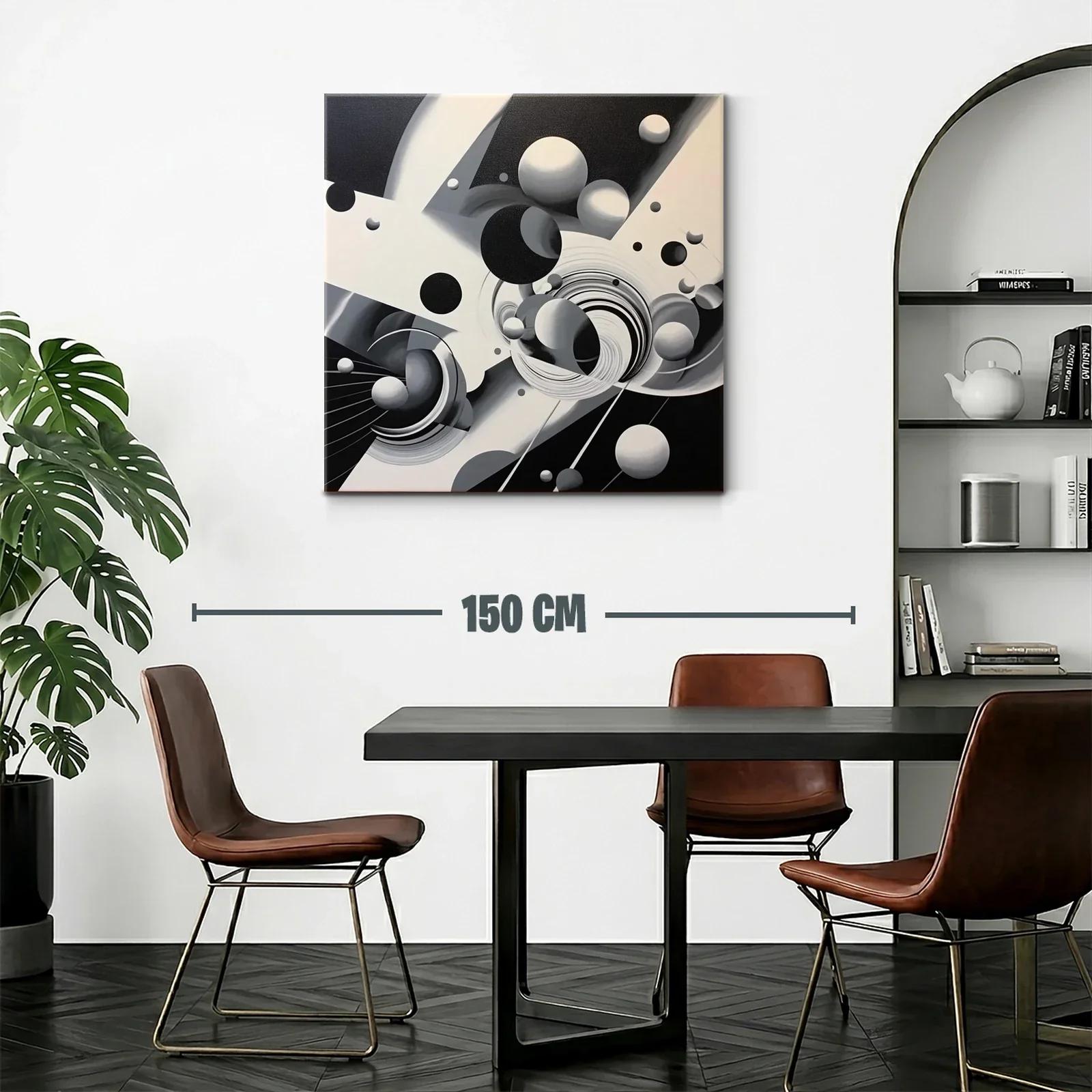 Composición abstracta en blanco negro con esferas dinámicas — miniatura 2