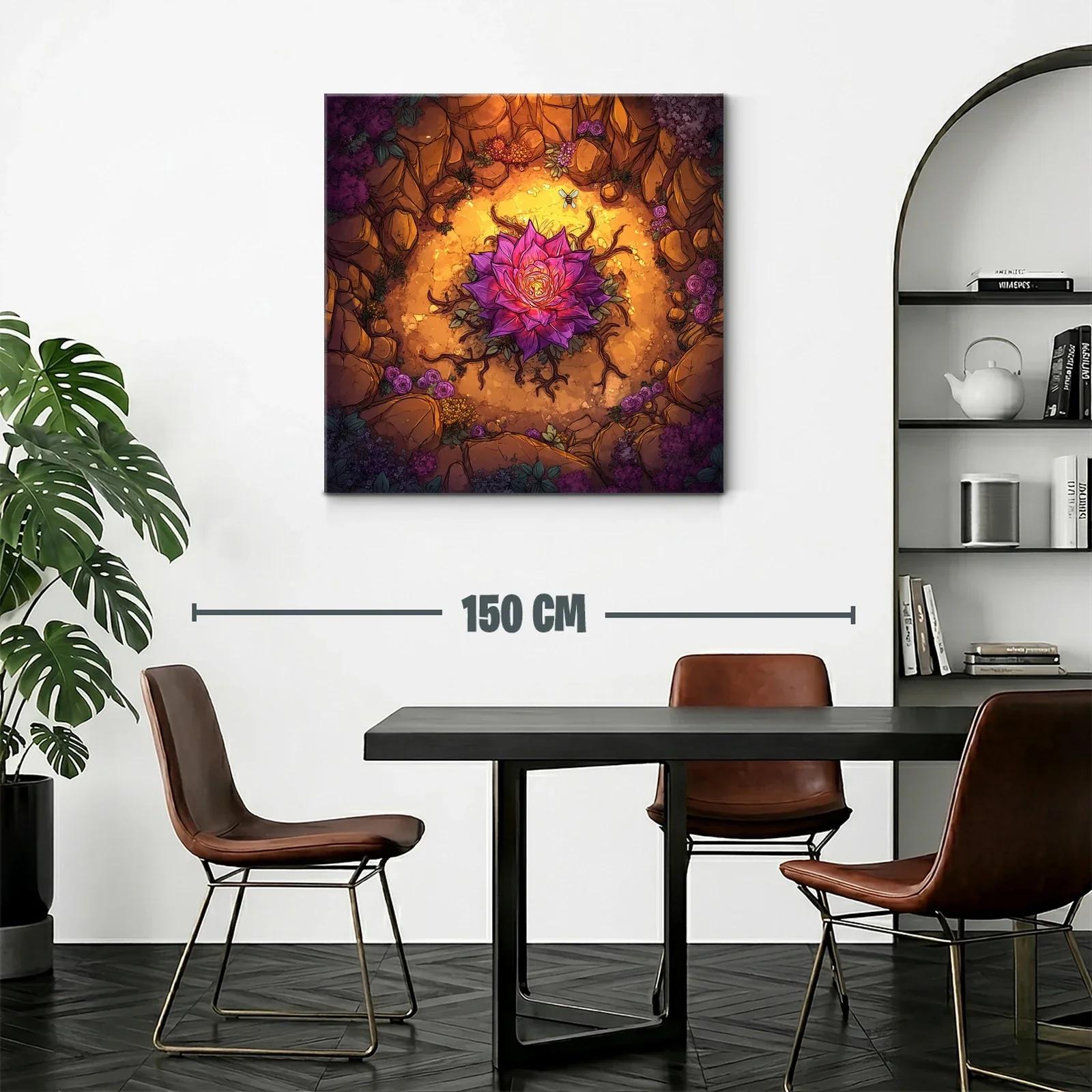 Flor luminosa rodeada de naturaleza en tonos cálidos y violetas — miniatura 2