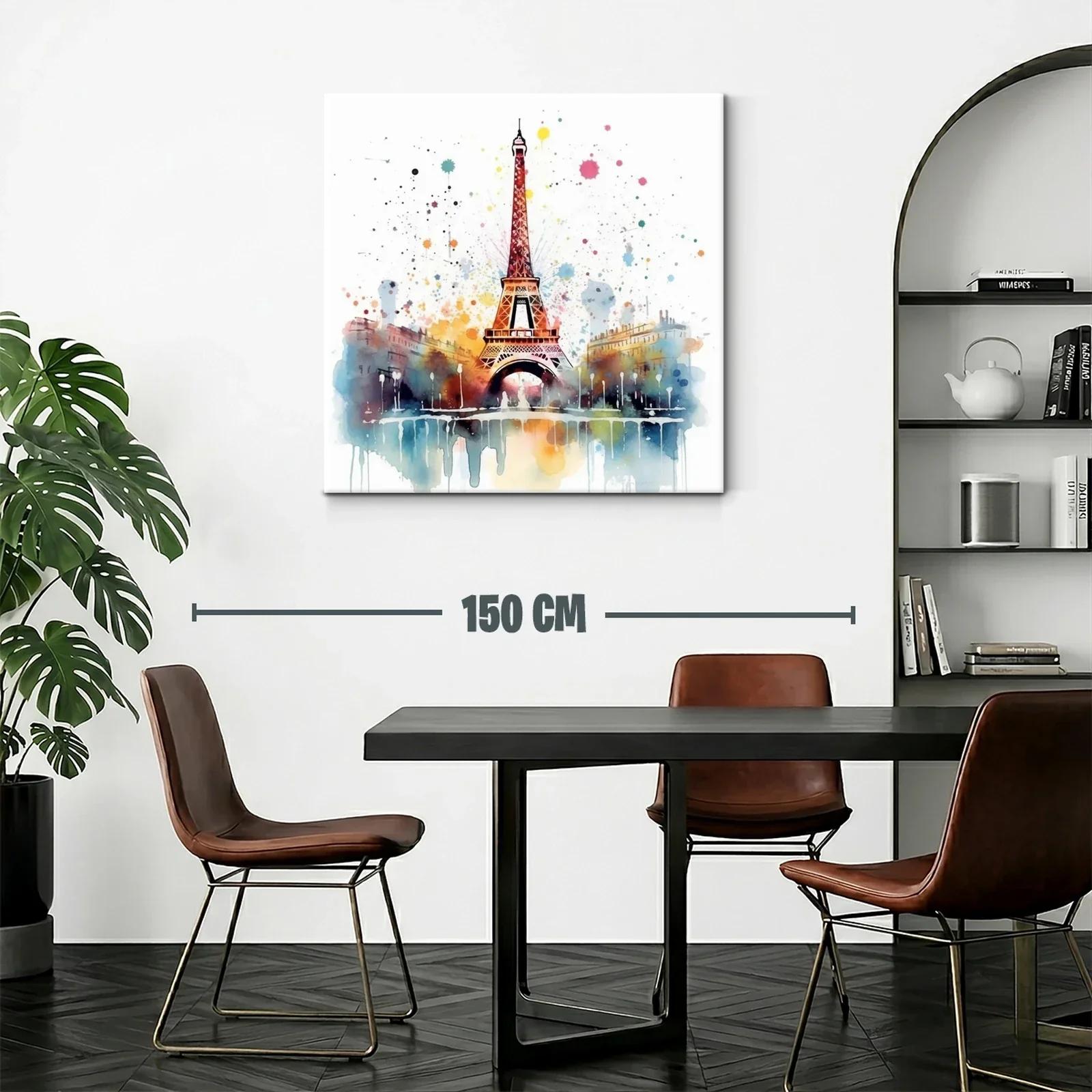Cuadro Torre Eiffel con efecto acuarela y salpicaduras — miniatura 2