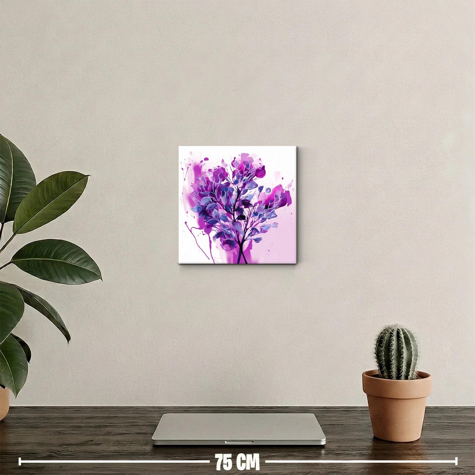 Cuadro decorativo de ramas y hojas en tonos morados — miniatura 2