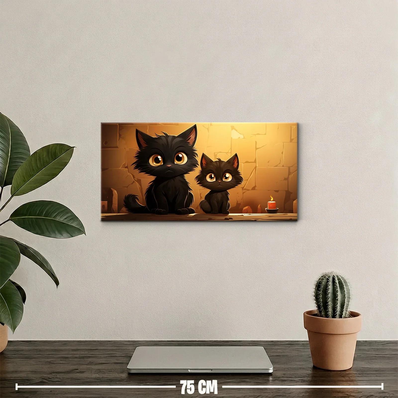 Cuadro dos gatos negros con vela encendida — miniatura 2