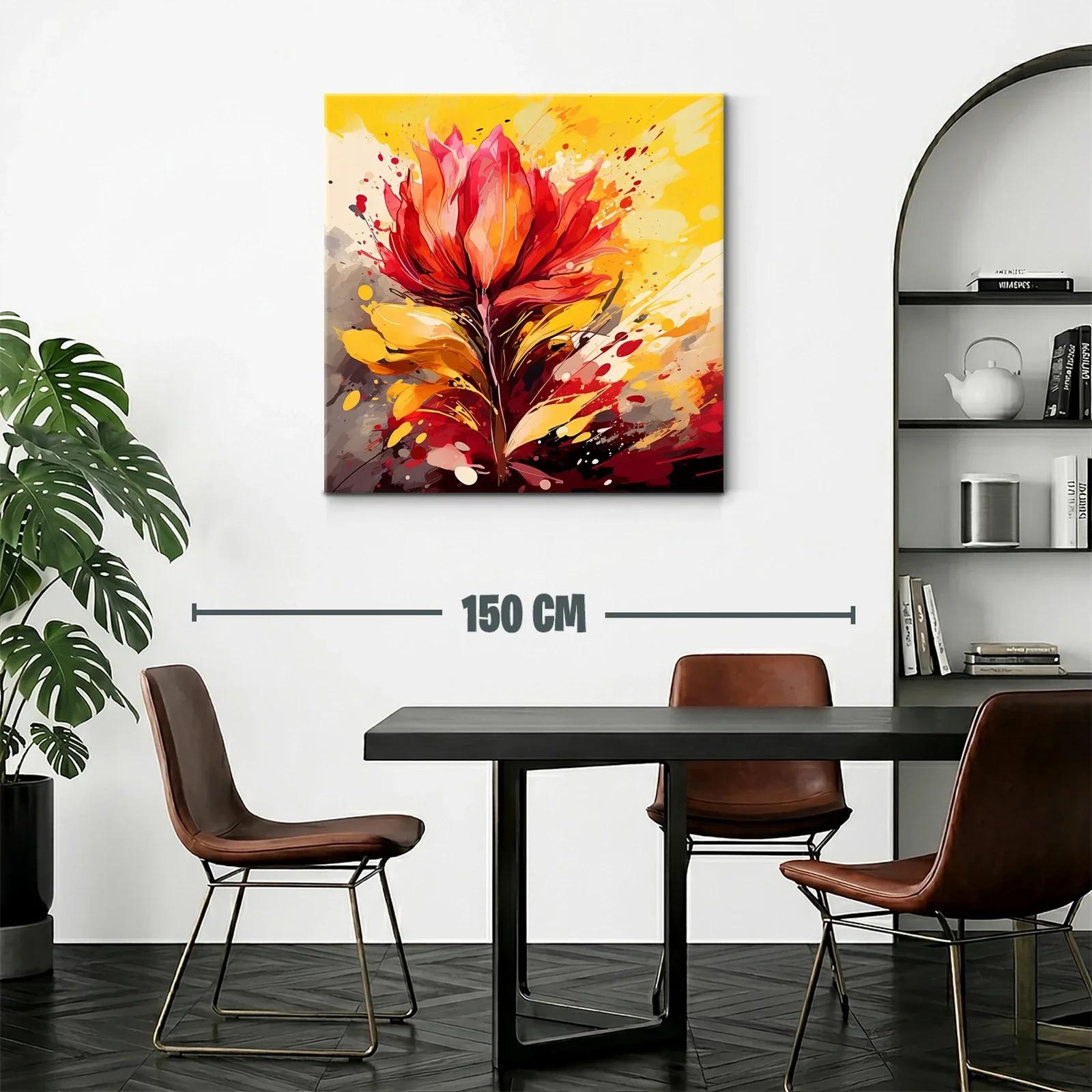 Cuadro moderno con explosión floral en tonos cálidos — miniatura 2