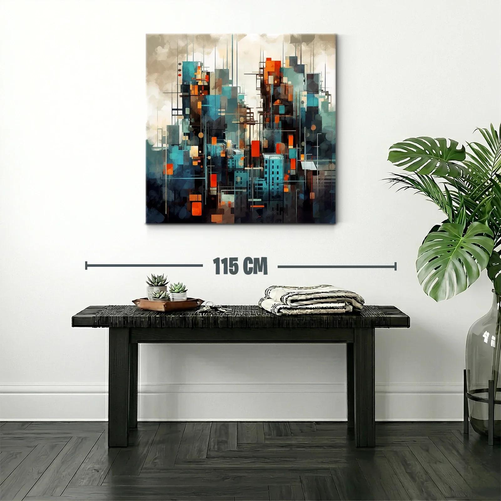 Cuadro abstracto de ciudad moderna con toques vibrantes — miniatura 2