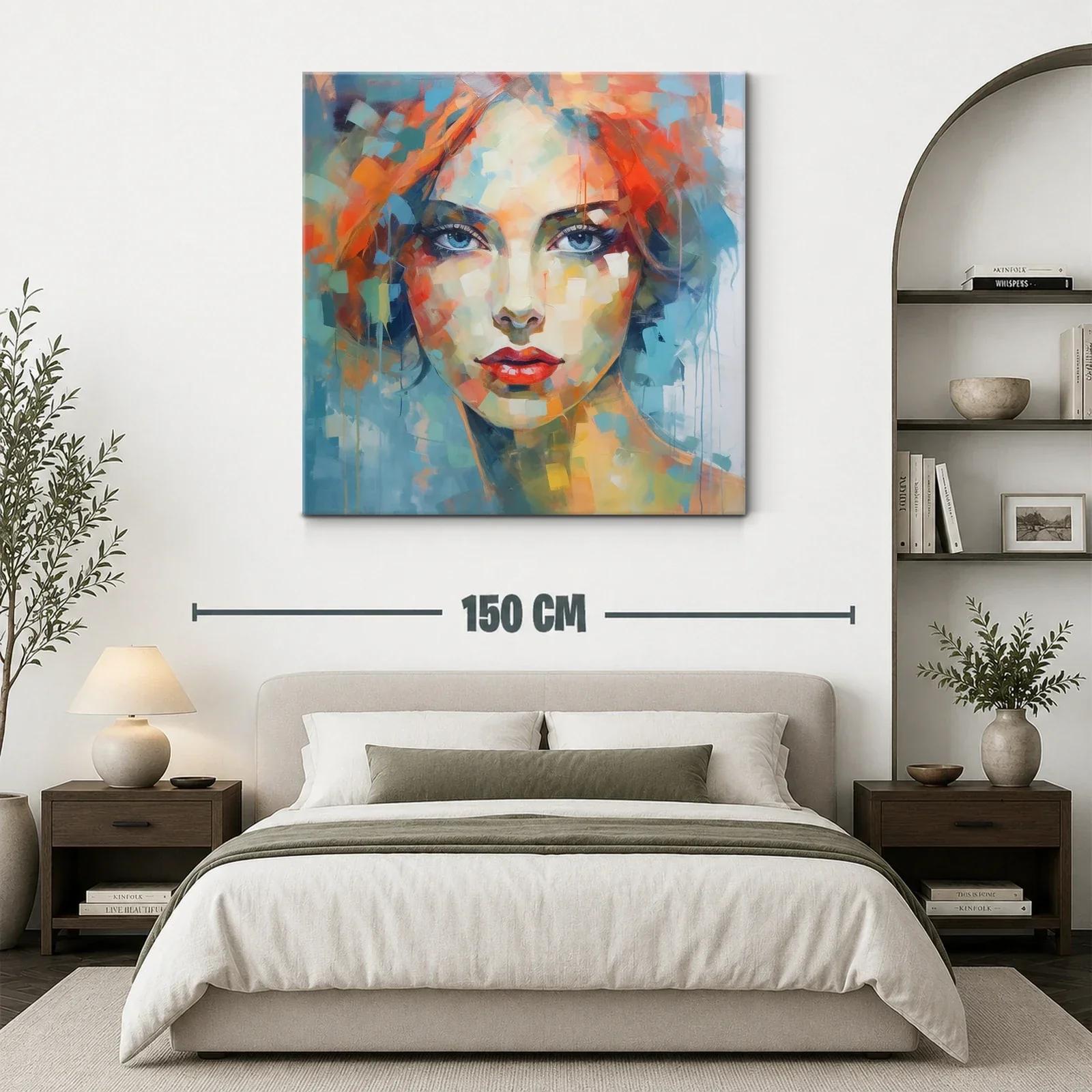 Retrato abstracto femenino con vibrantes tonos cálidos y fríos — miniatura 3