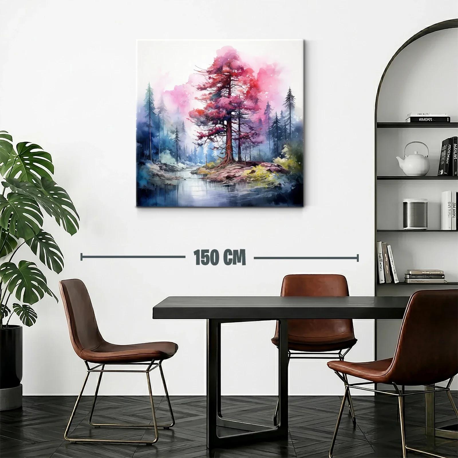 Paisaje onírico con árbol rojizo en isla tranquila — miniatura 2