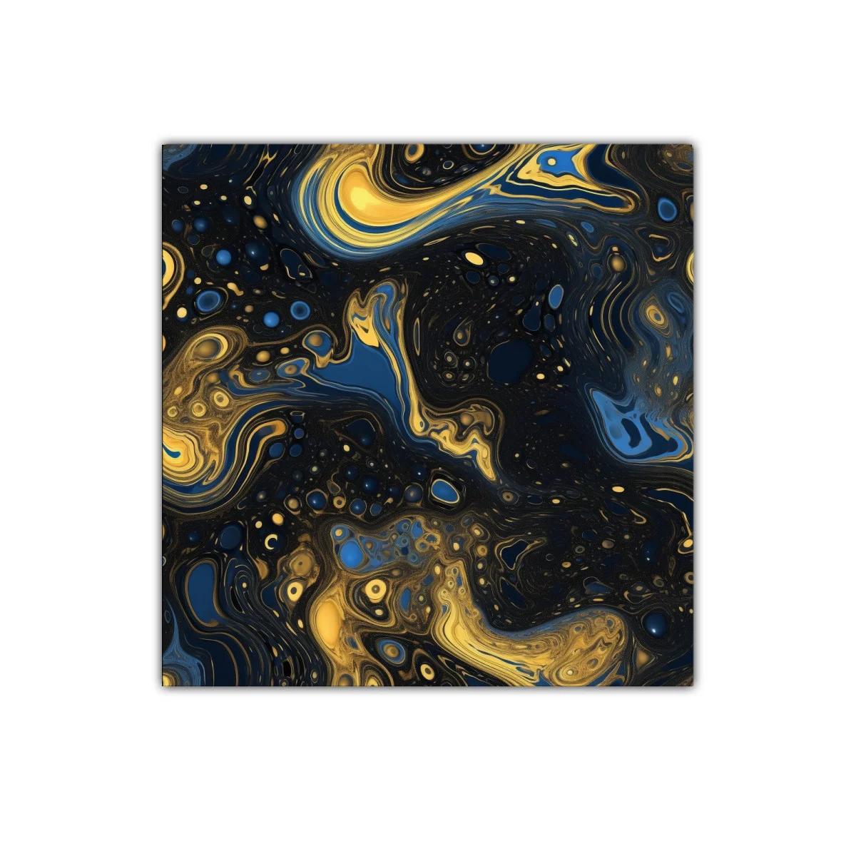 Arte abstracto en tonos azul y dorado brillante — miniatura 1