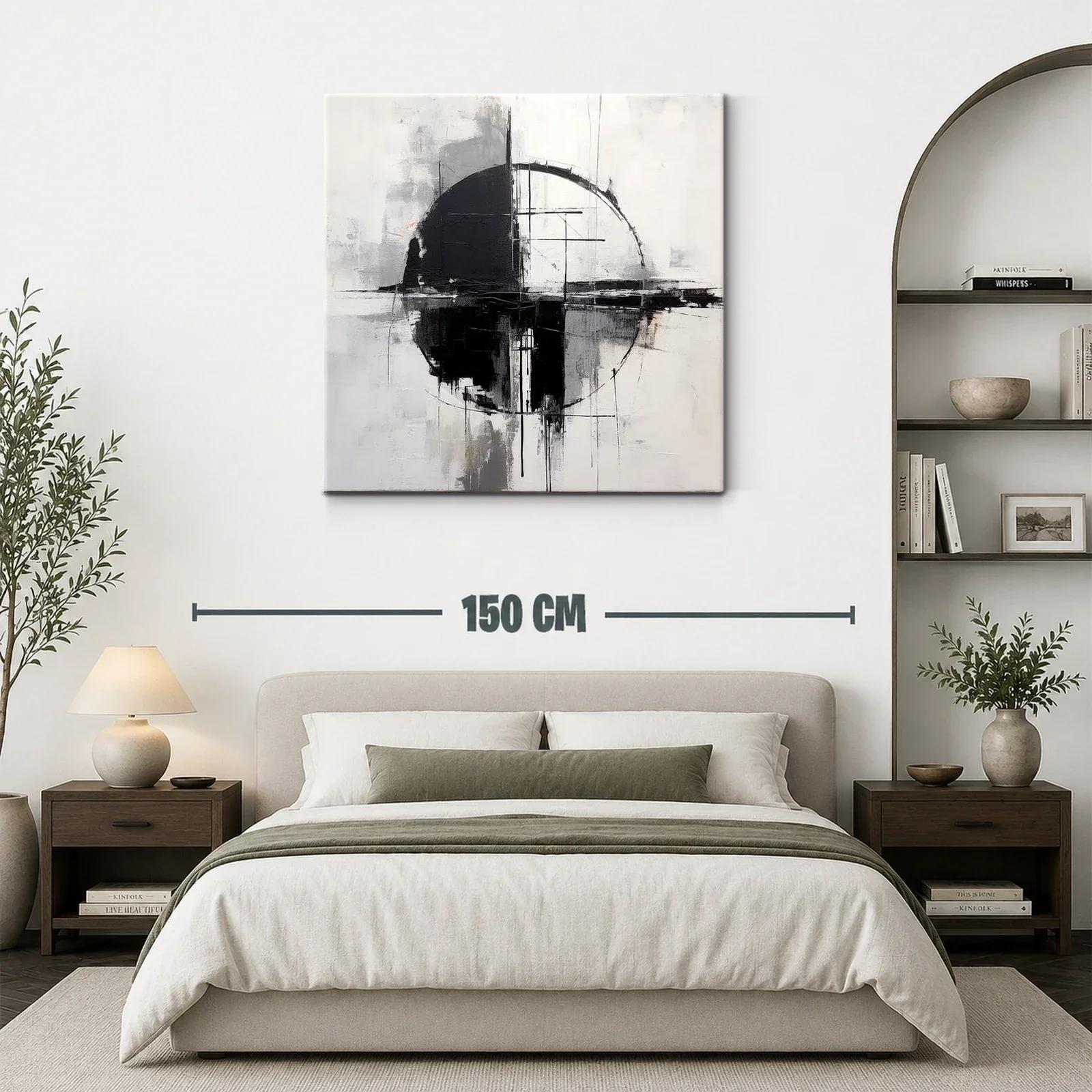Arte Abstracto Geométrico en Blanco y Negro Equilibrado — miniatura 3