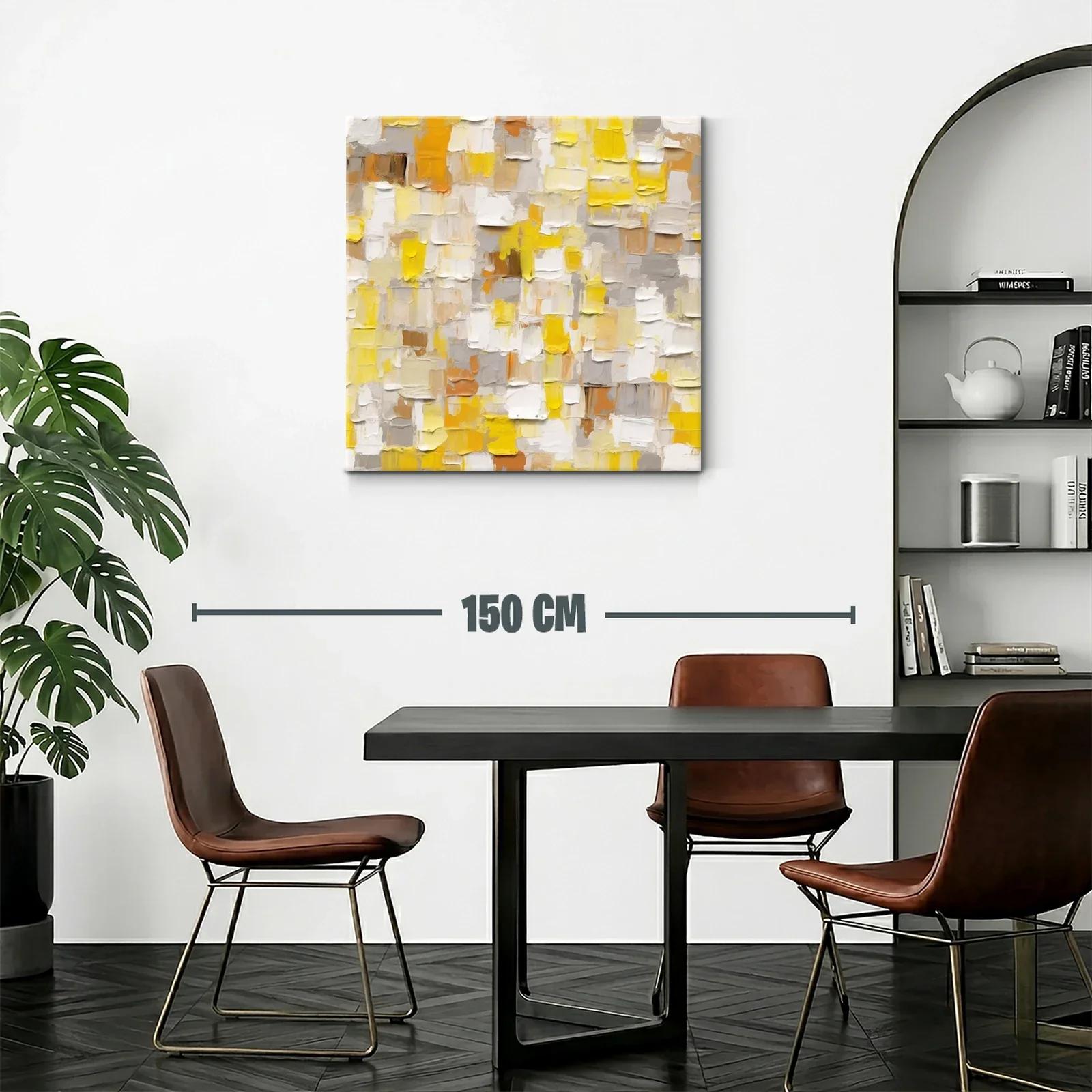 Cuadro abstracto en tonos cálidos y neutros vibrantes — miniatura 2