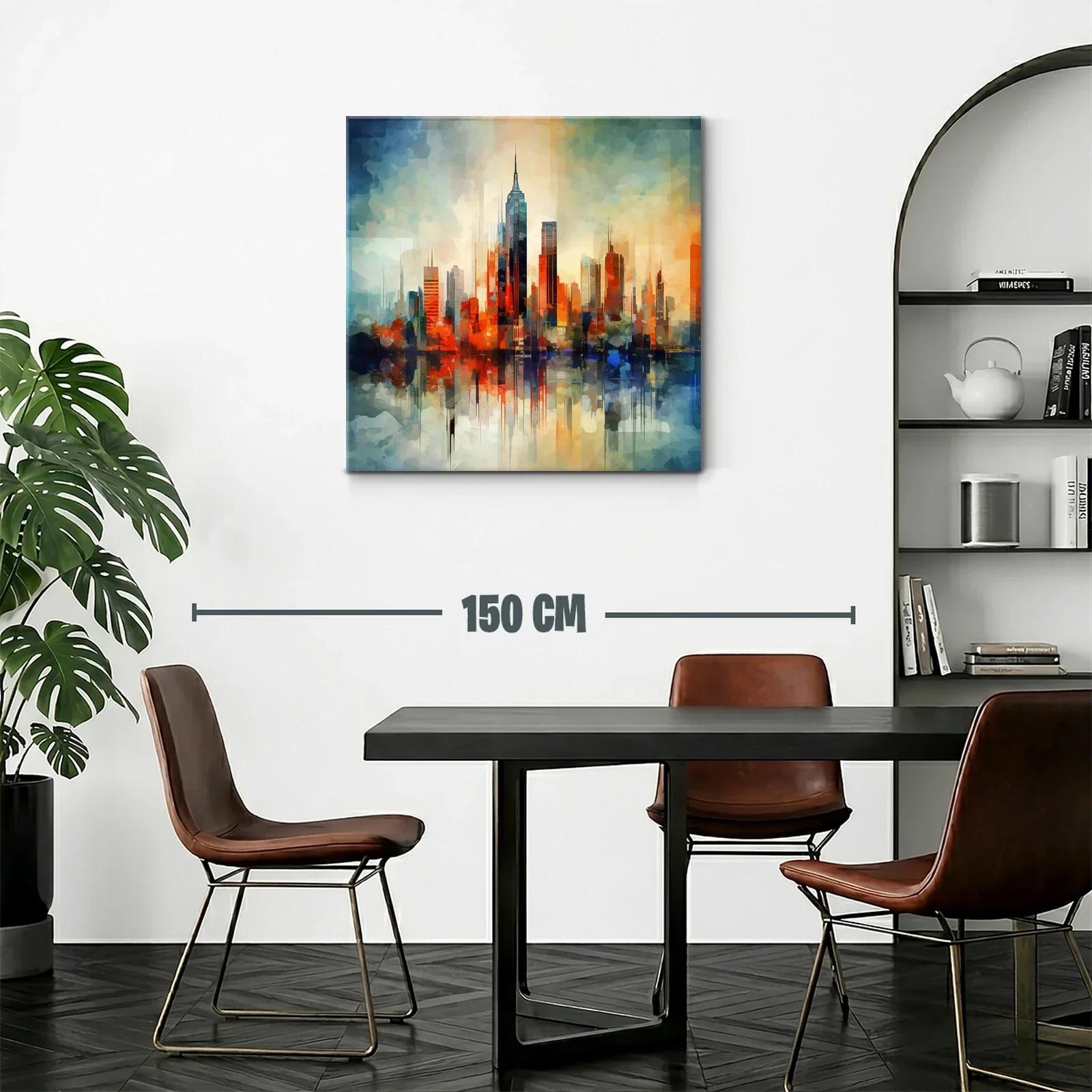 Ciudad vibrante al atardecer con reflejos abstractos — miniatura 2