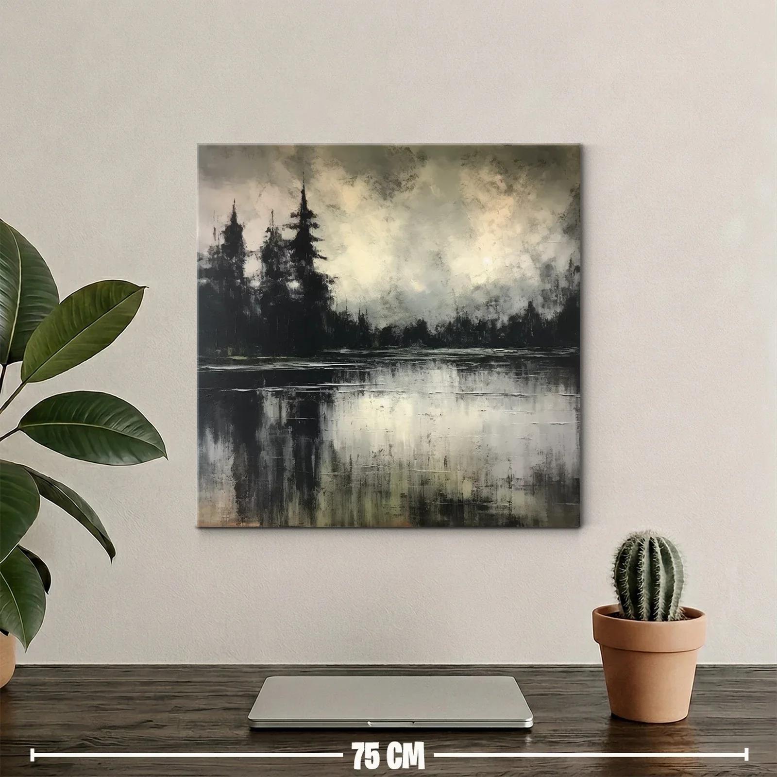 Paisaje abstracto con reflejos en tonos neutros y negros — miniatura 2