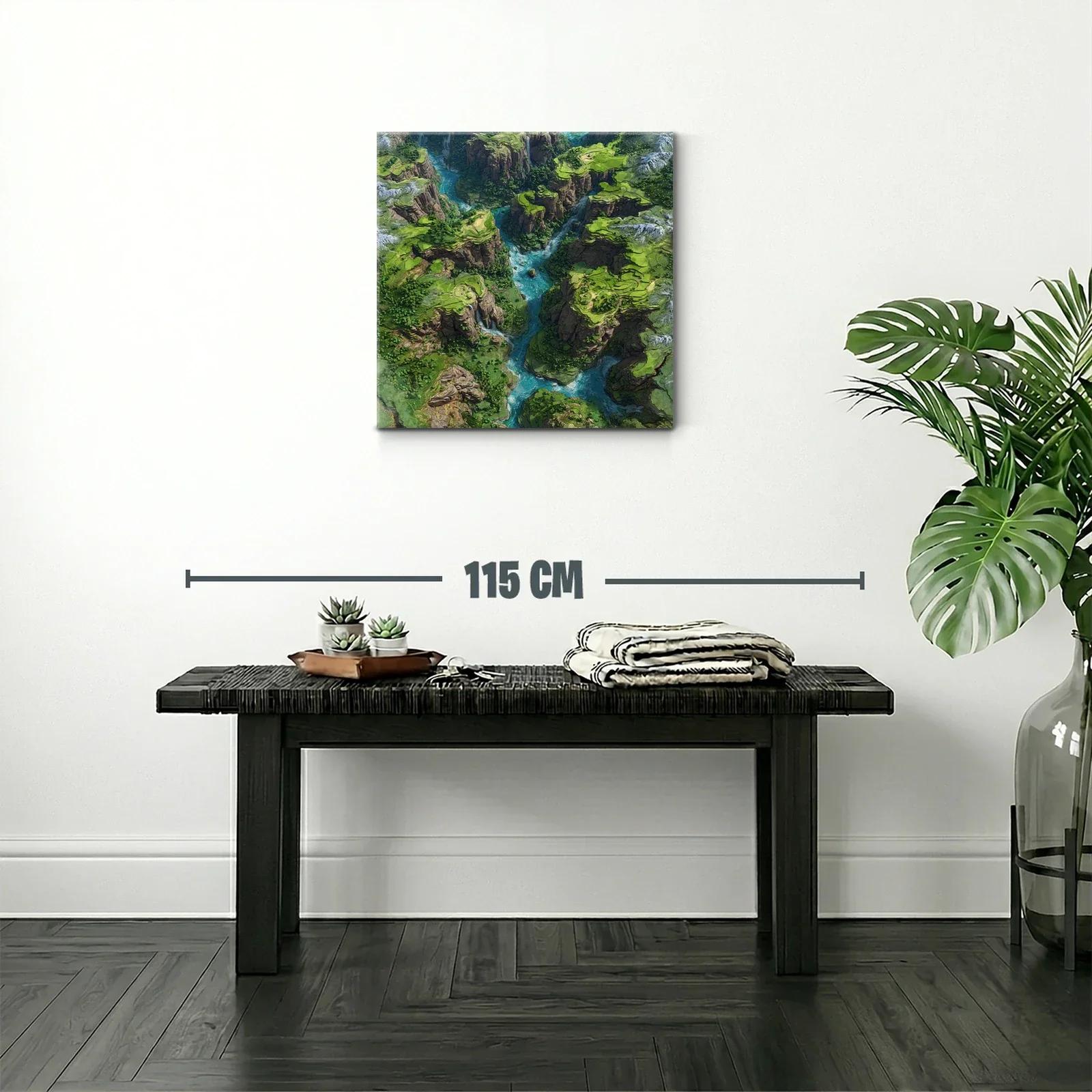 Cañón verde con río azul serpenteante y acantilados rocosos — miniatura 2