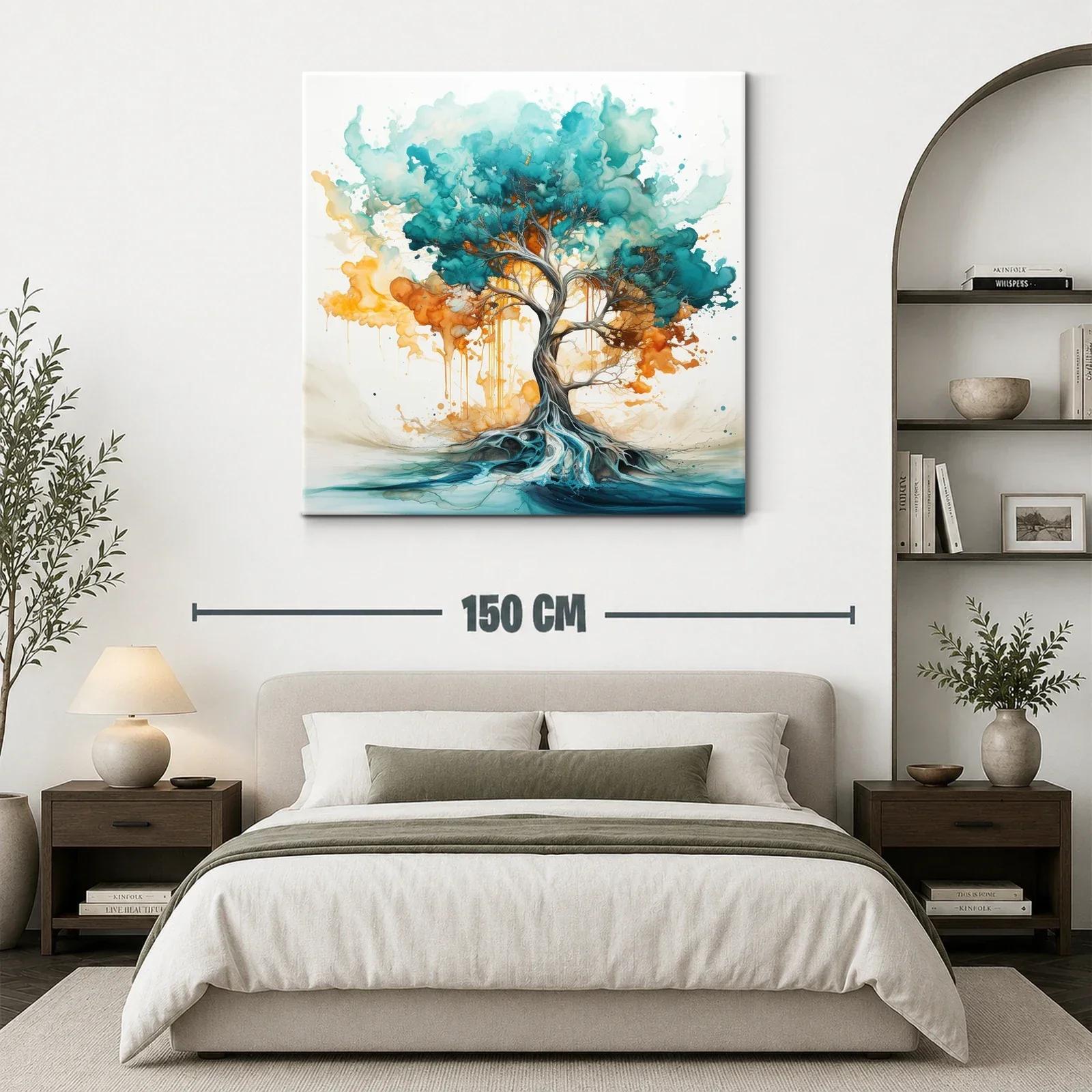 Árbol vibrante con raíces etéreas en tonos azules y naranjas — miniatura 3