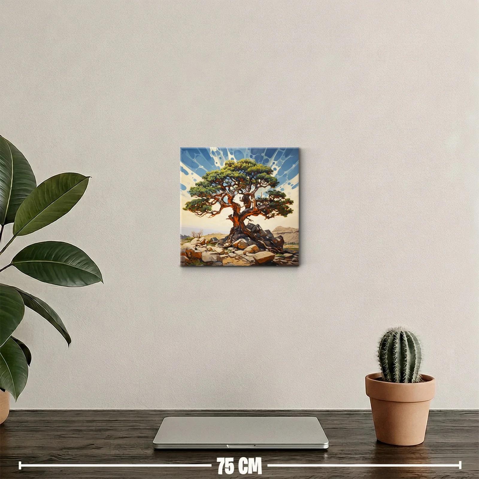 Árbol robusto con ramas entrelazadas sobre rocas áridas — miniatura 2