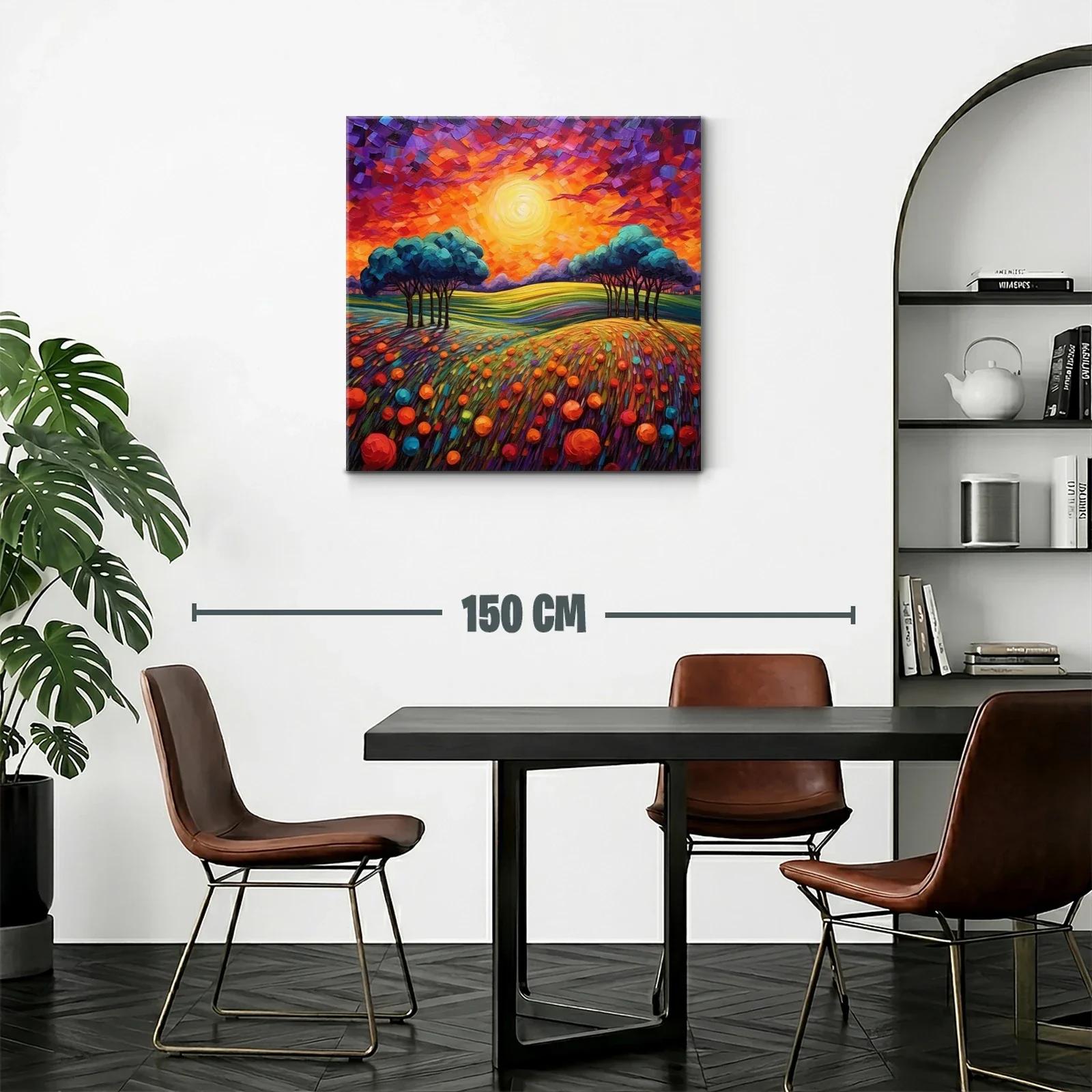 Paisaje vibrante con atardecer y campo florido — miniatura 2
