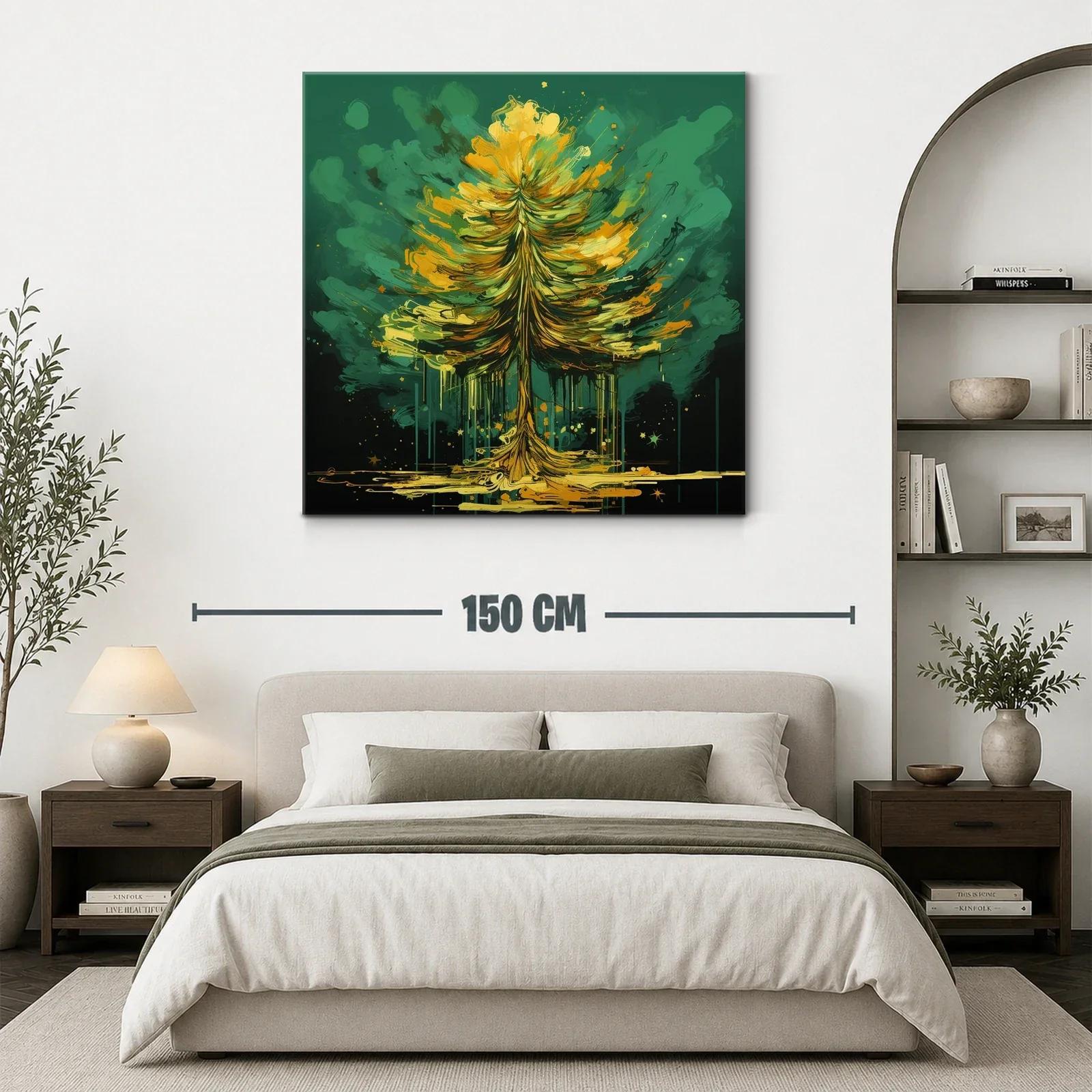 Árbol vibrante en tonos verdes y dorados — miniatura 3