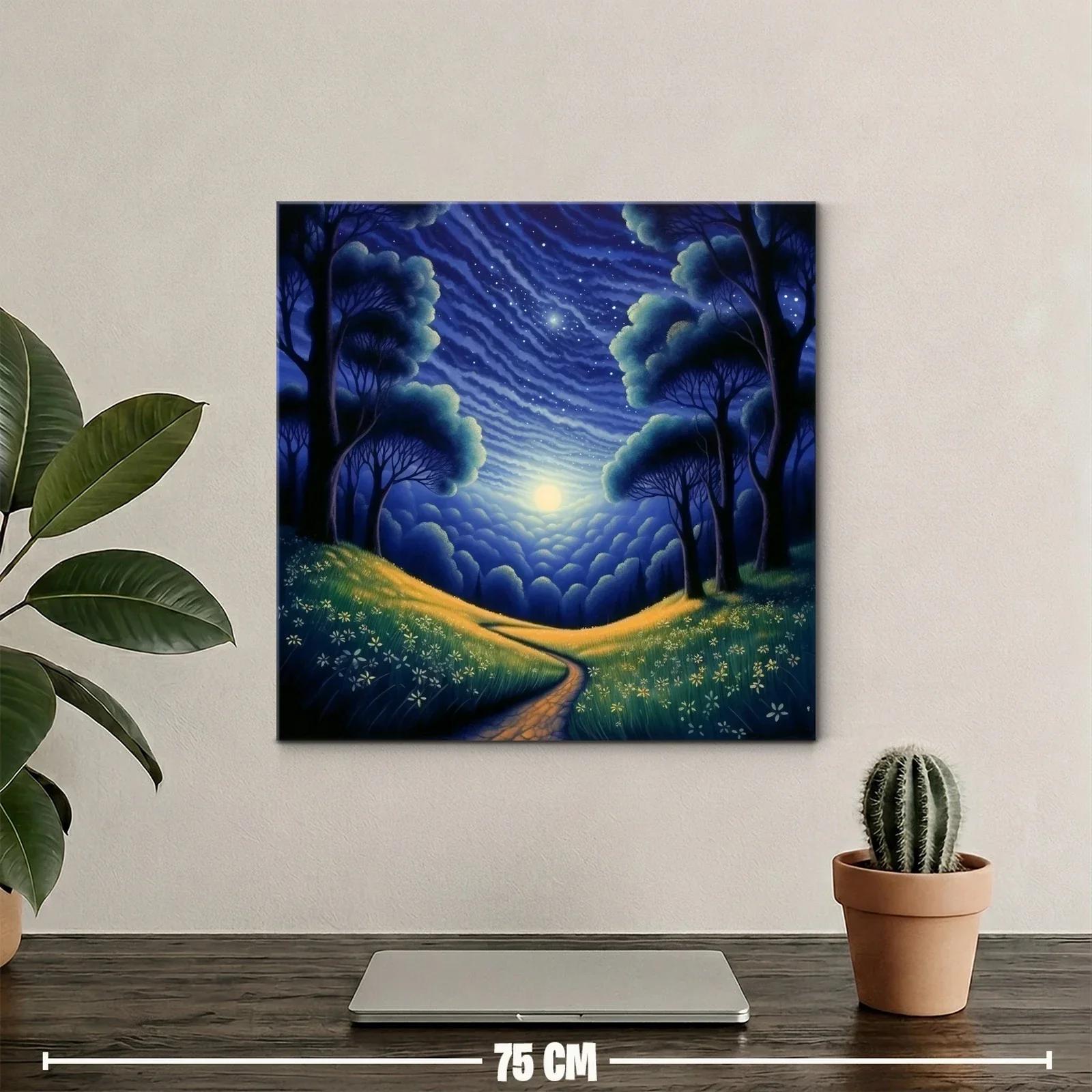 Paisaje nocturno con sendero y cielo estrellado — miniatura 2