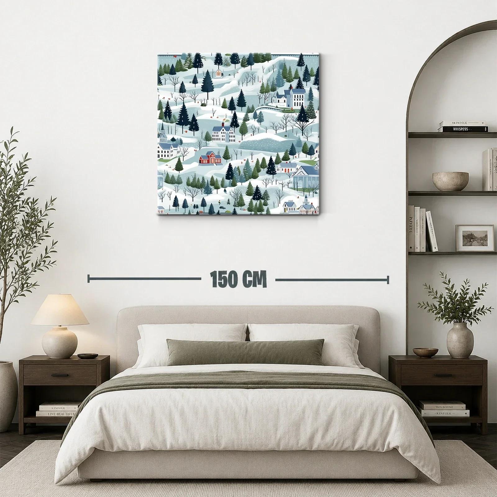 Paisaje de Invierno con Casas y Bosques Nevados — miniatura 3