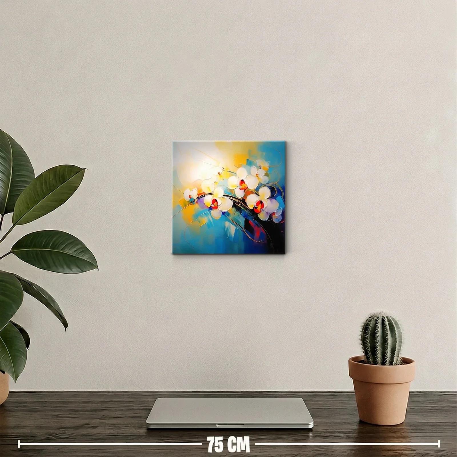 Cuadro moderno con flores blancas y colores vibrantes — miniatura 2