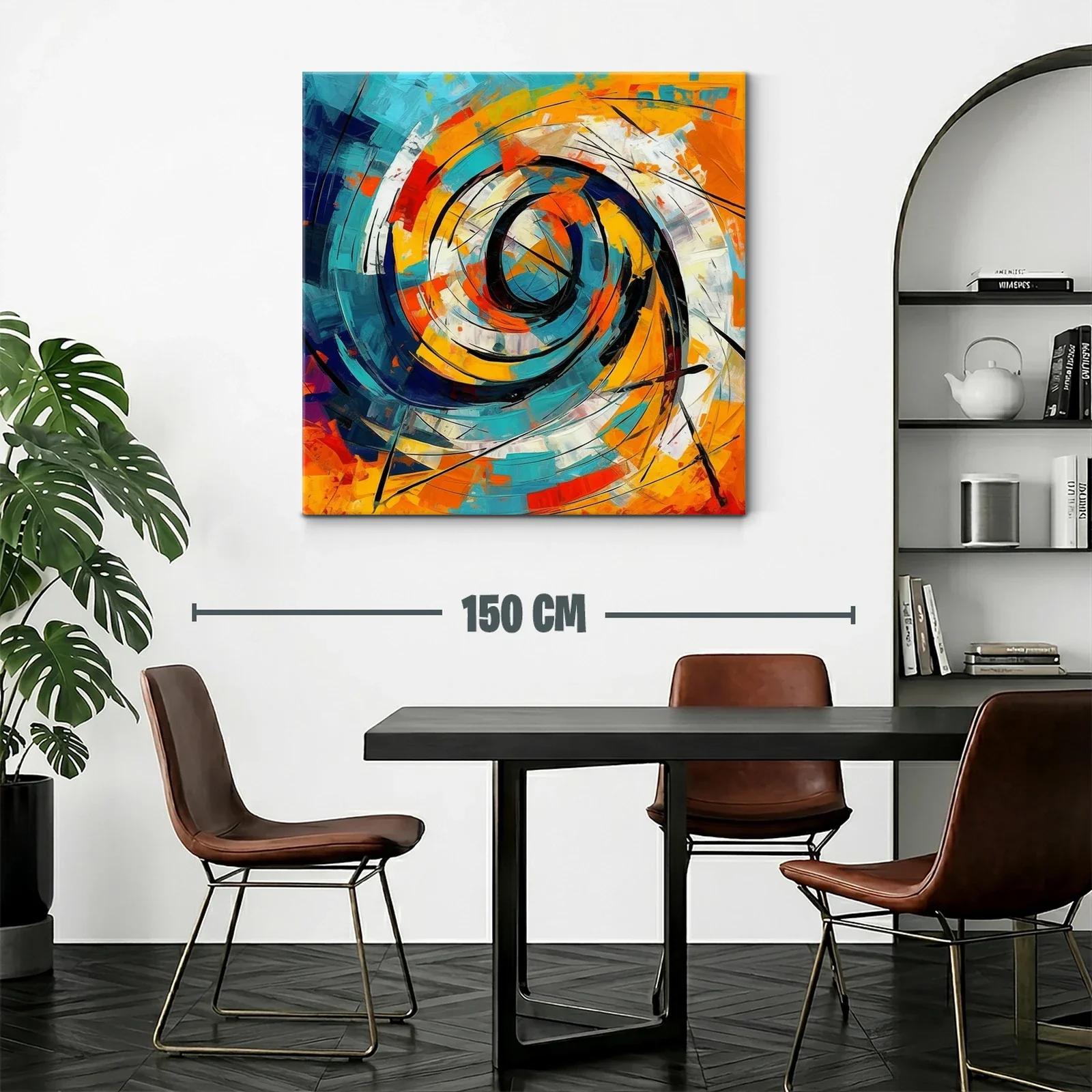 Cuadro abstracto con espiral dinámico y tonos vibrantes — miniatura 2